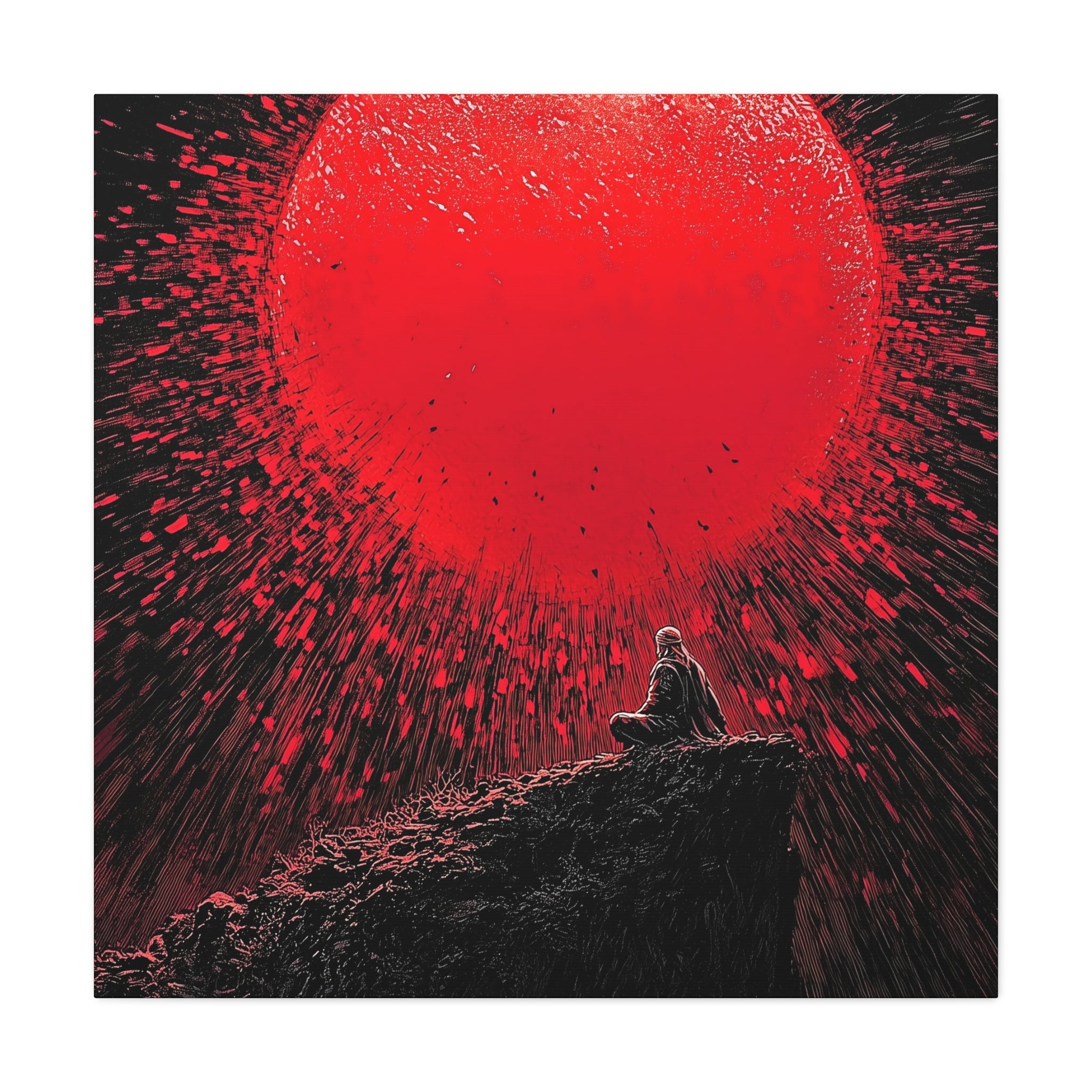 Zen Exploding Sunset Canvas Art - Meditation Wall Decor