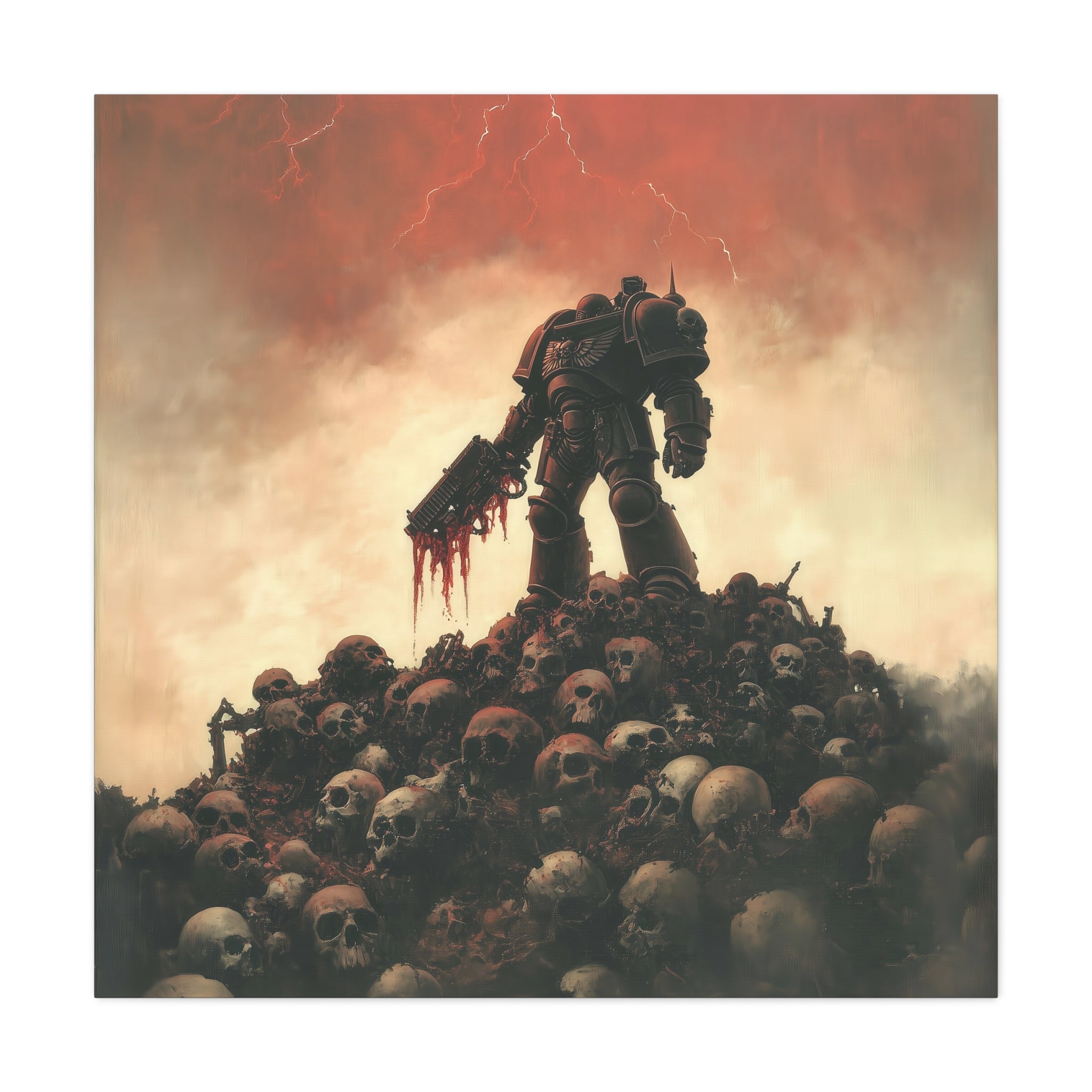 Warhammer 40K Warrior Matte Canvas Art - Dark Fantasy Wall Decor