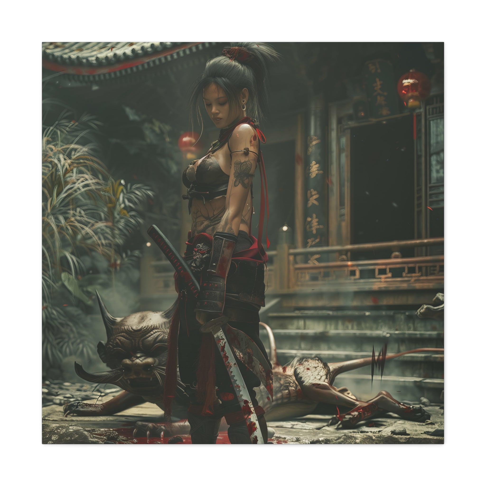Warrior Spirit Matte Canvas Print – 1.25" Stretched Wall Art for Anime Lovers