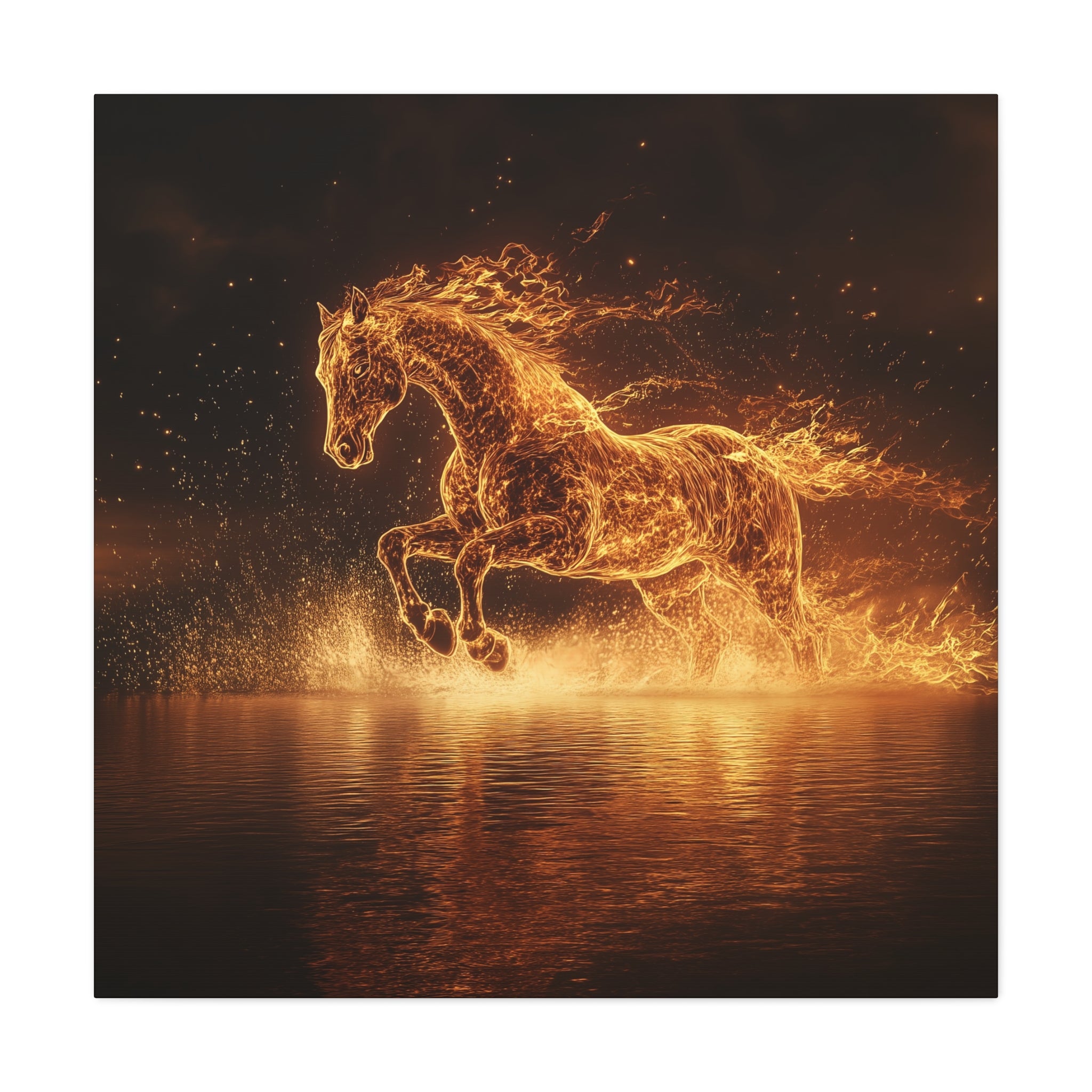 Fire Horse Running Through Water Art, Wall Decor, Home Decor, Horse Lover Gift, Fire and Water Art, Wildlife Art, Nature