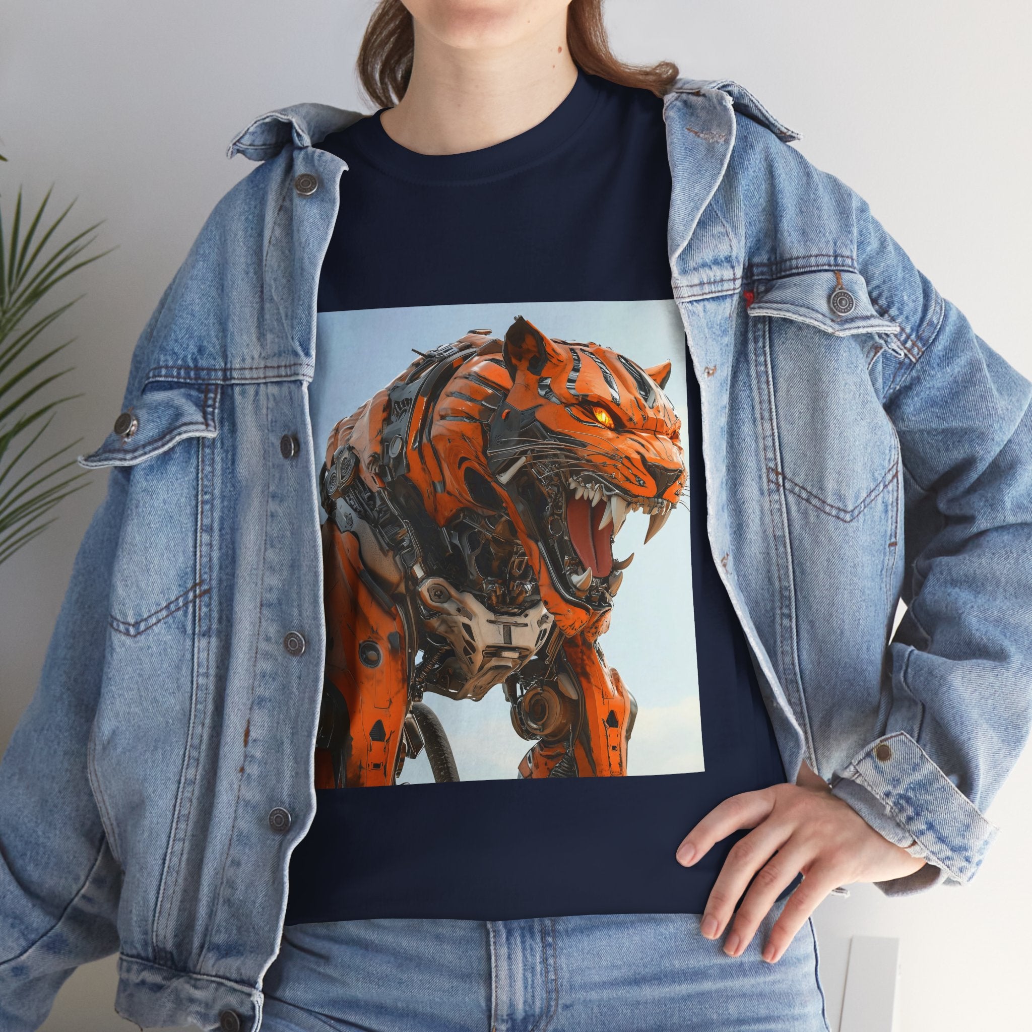Fierce Robot Tiger Tee, Unisex Heavy Cotton Tee