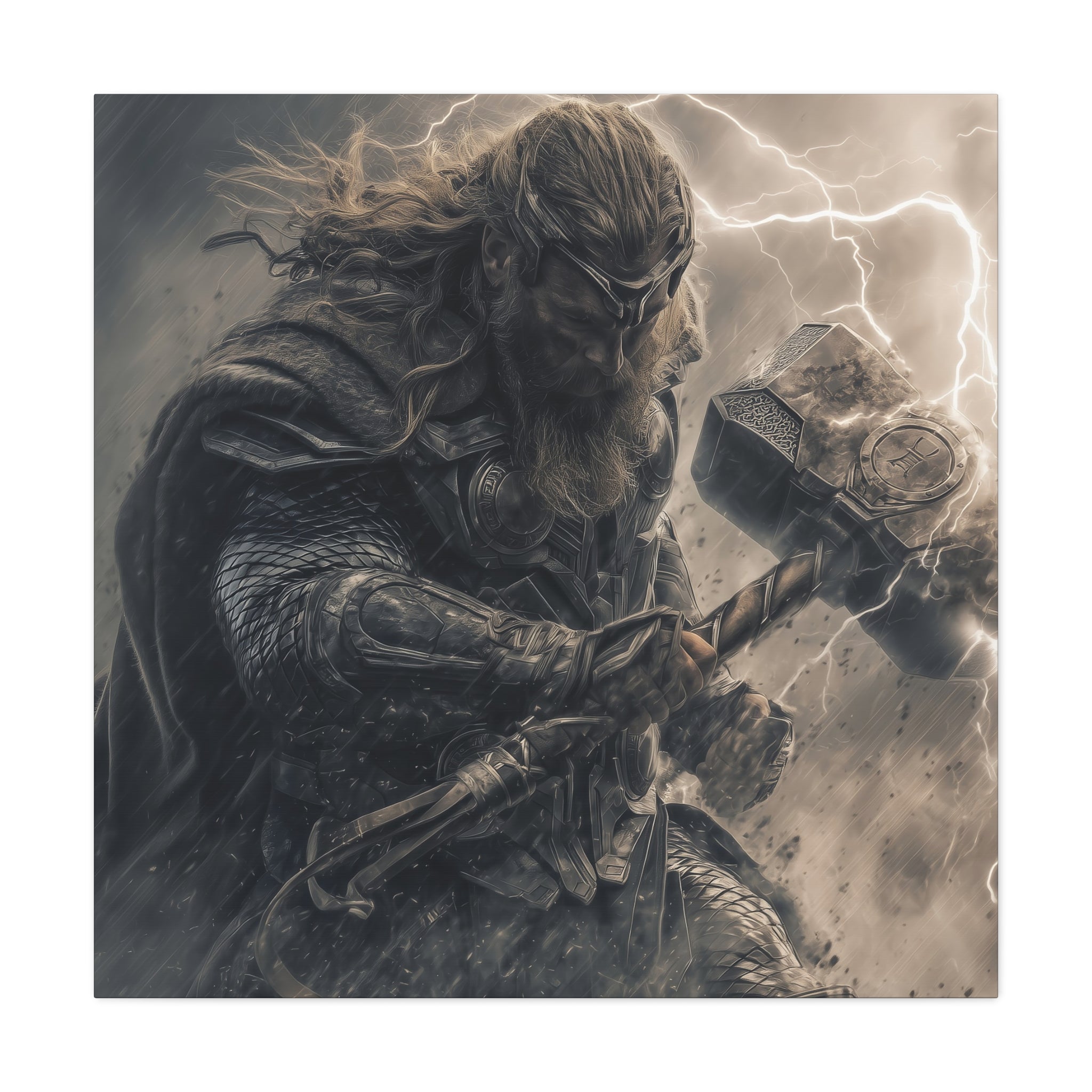 Heroic Thor Matte Canvas Art - Stretched Wall Décor for Superhero Lovers
