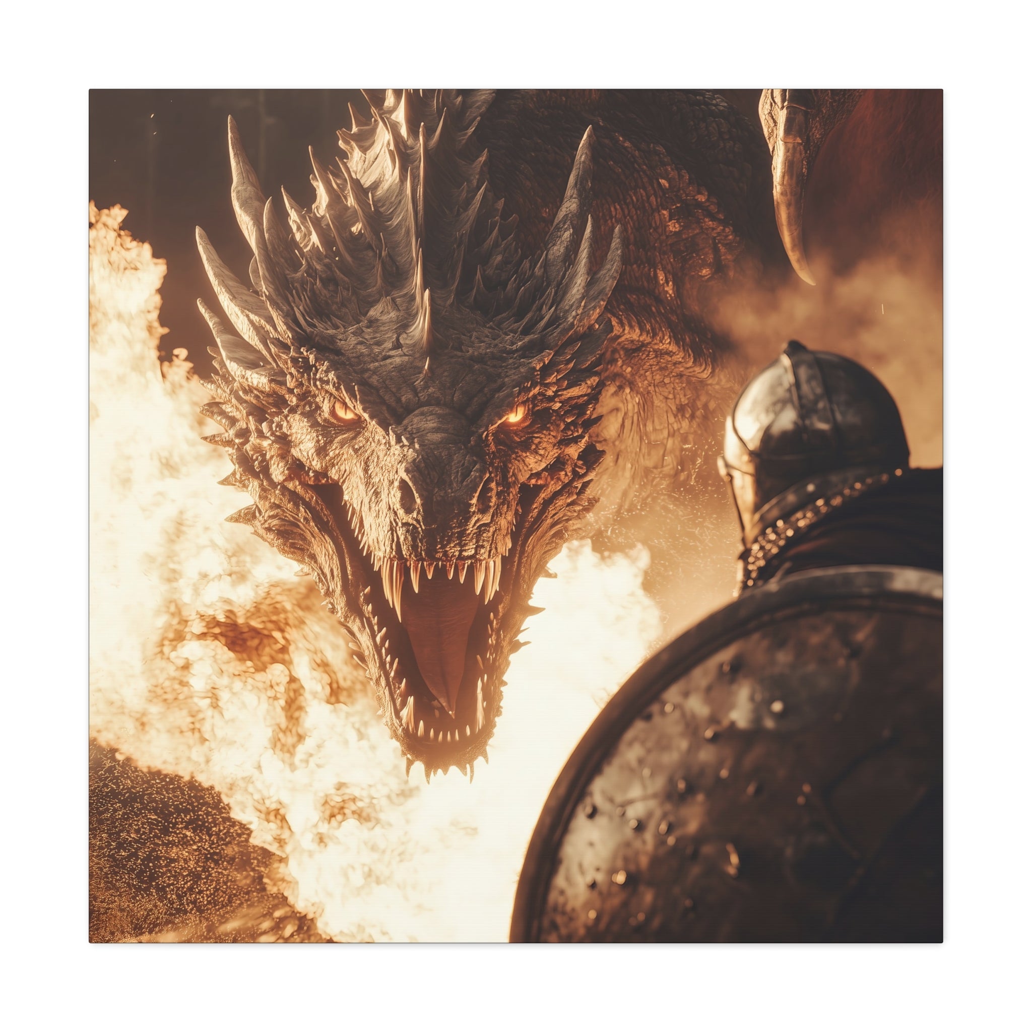 Epic Dragon Battle Canvas Art - Fantasy Wall Decor for Gamers