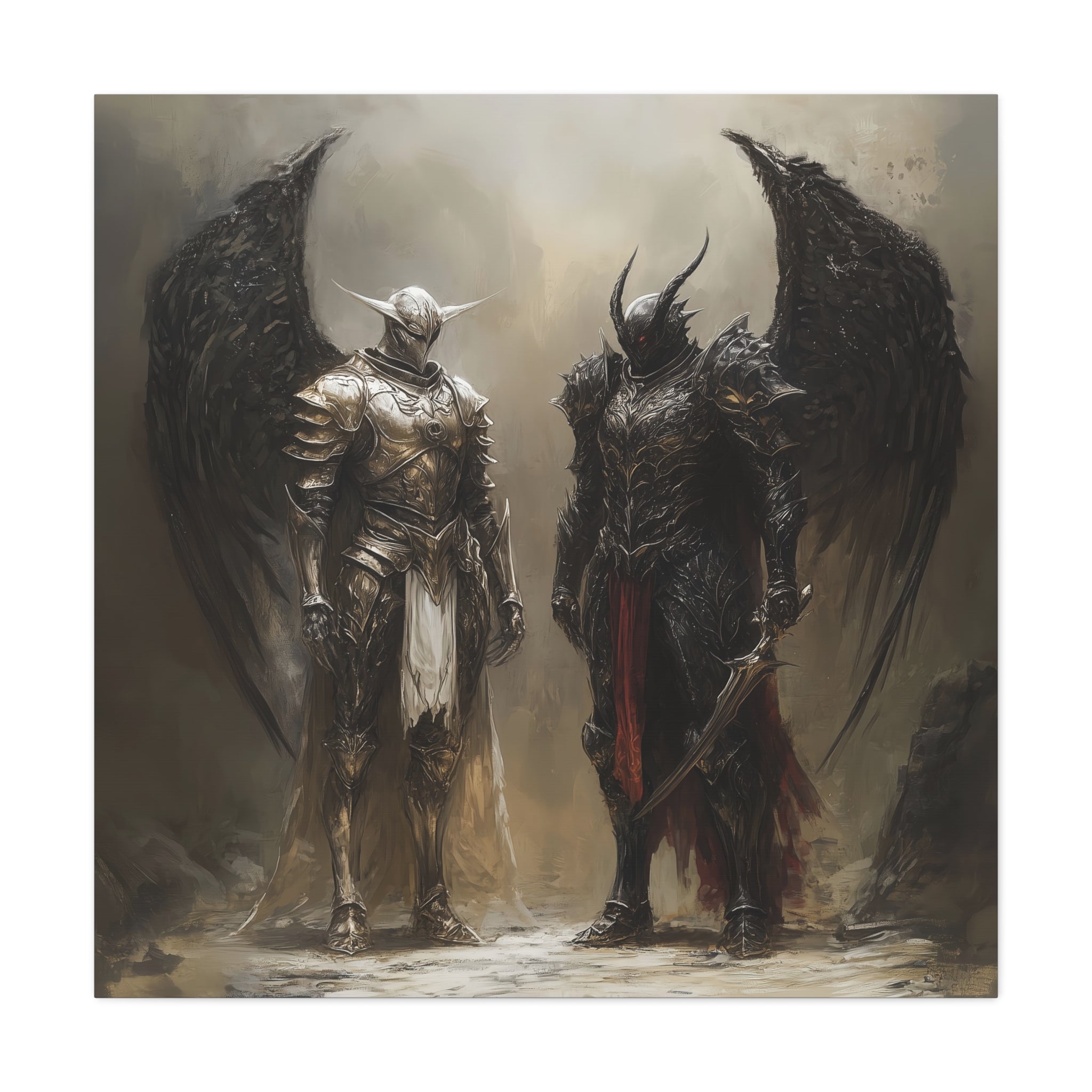 Epic Fantasy Wall Art Canvas - Stretched Matte Print of Winged Warriors