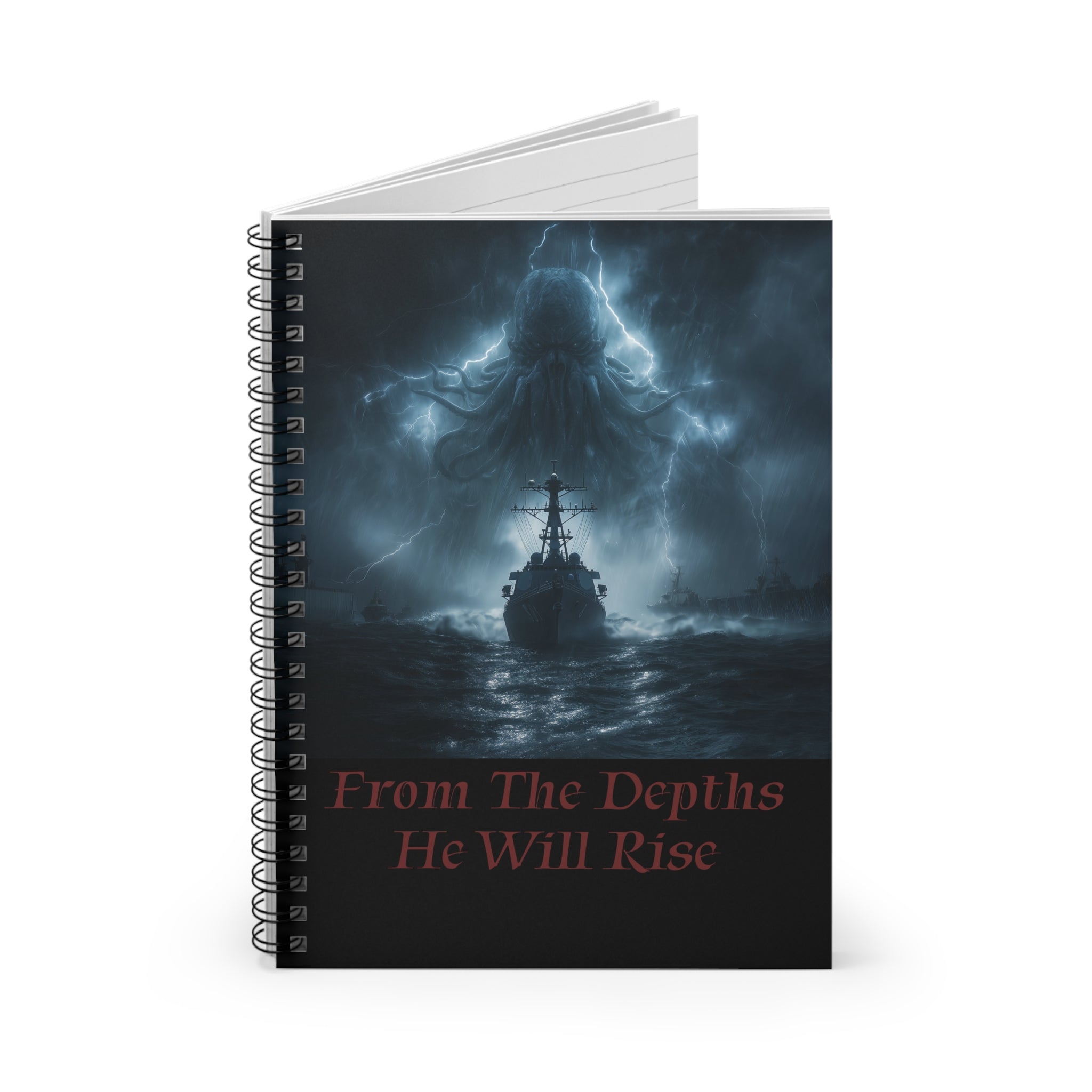 Cthulhu Themed Spiral Notebook - From The Depths He Will Rise