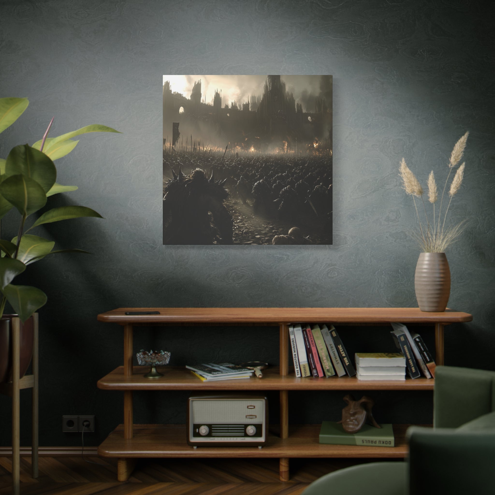 Epic Orc Army Wall Art Canvas, Stretched Print for Game Lovers, Home Decor, Office Artwork, Gift for Gamers, Adventure Scene