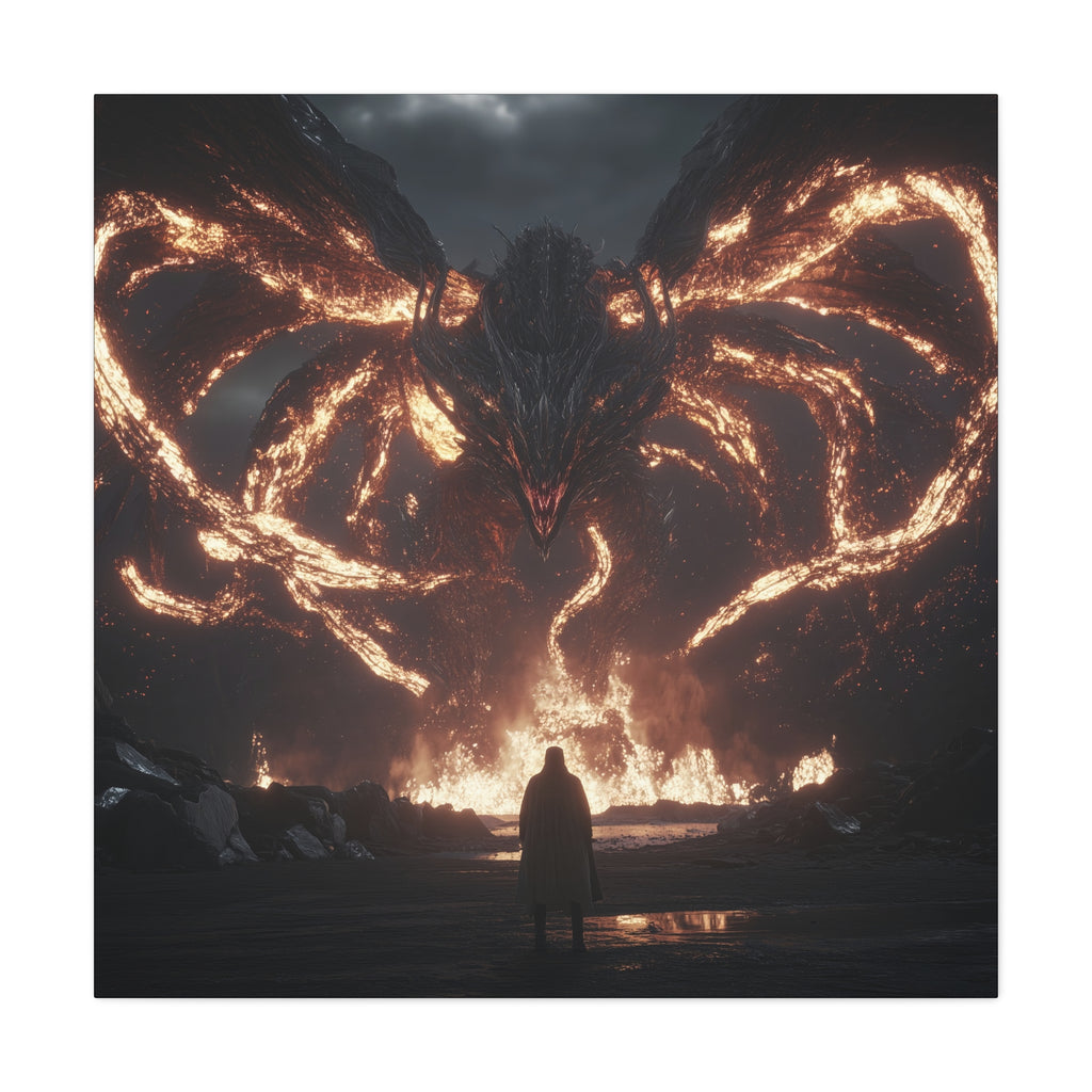 Epic Fantasy Wall Art Canvas - Mythical Dragon Design