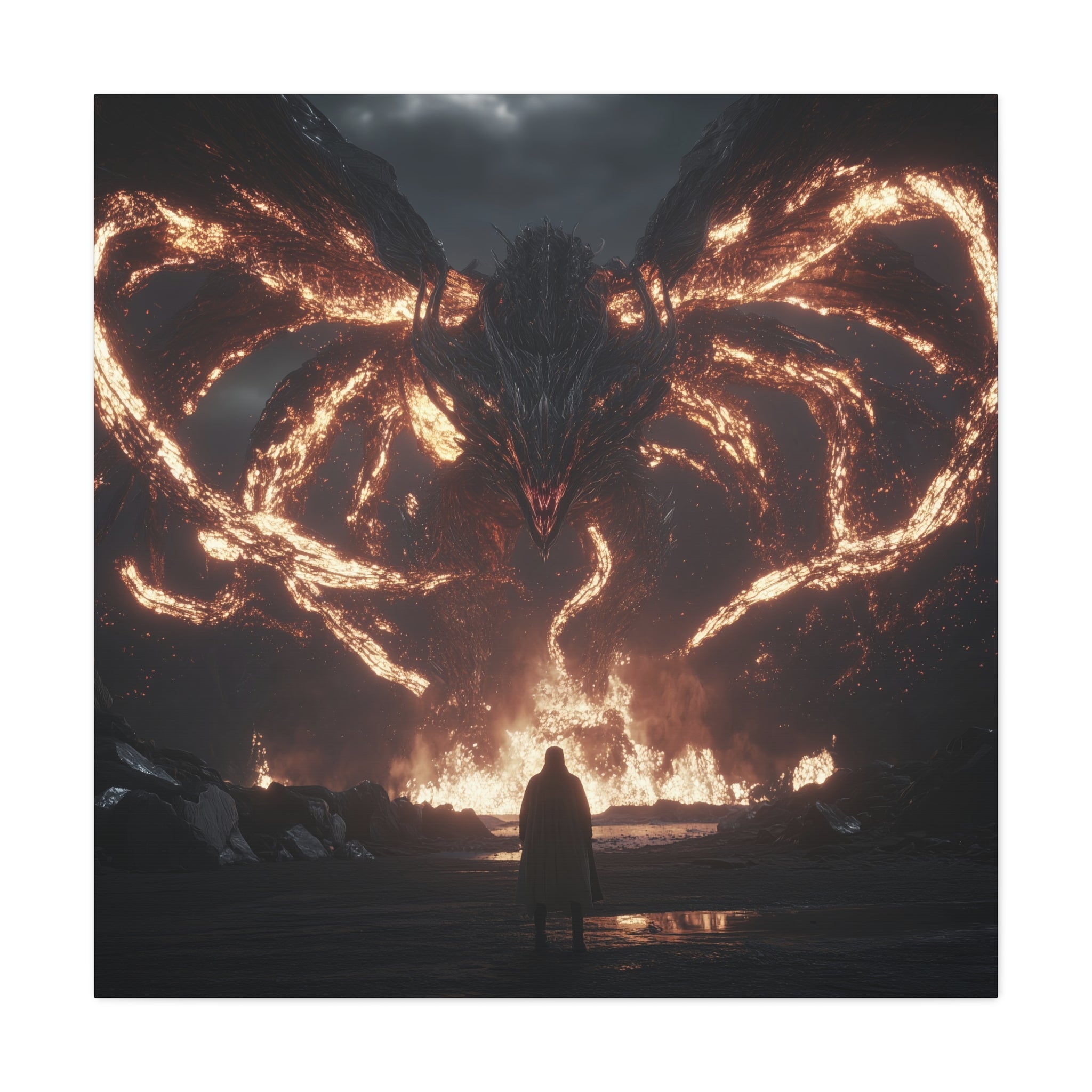 Epic Fantasy Wall Art Canvas - Mythical Dragon Design