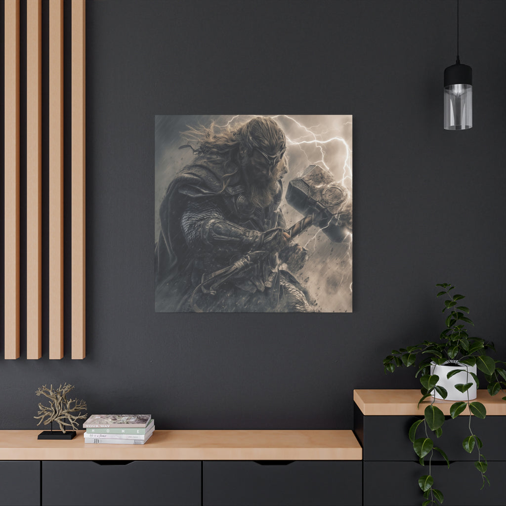 Heroic Thor Matte Canvas Art - Stretched Wall Décor for Superhero Lovers