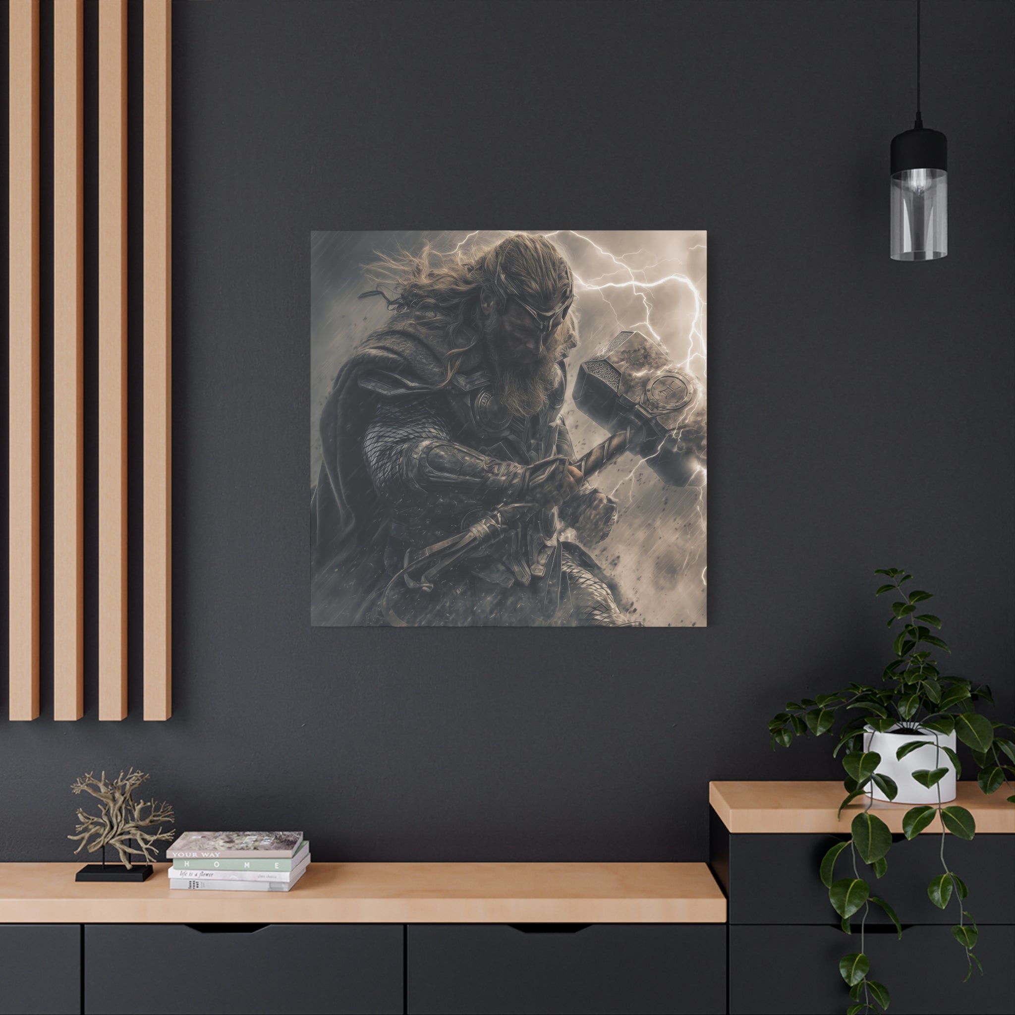Heroic Thor Matte Canvas Art - Stretched Wall Décor for Superhero Lovers