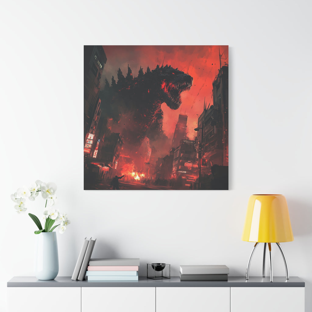 Godzilla Inferno Canvas Art - Fiery Monster Wall Decor