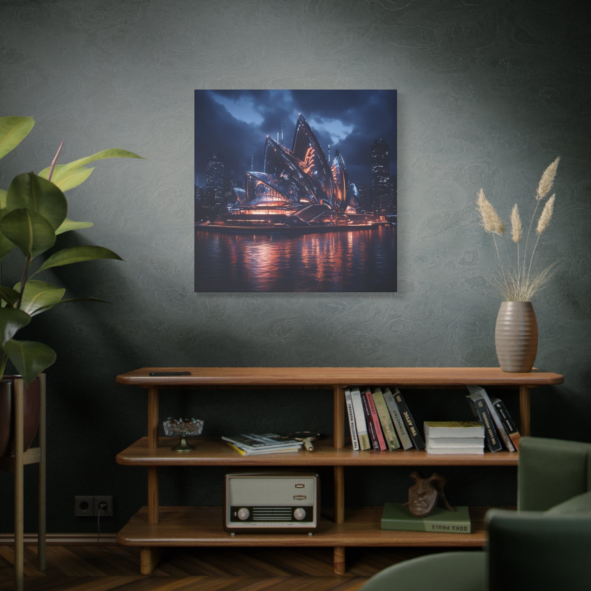 Sydney Opera House Canvas Wall Art, Modern Home Decor, Night Cityscape, Gift for Art Lovers, Framed Print, Unique Artwork