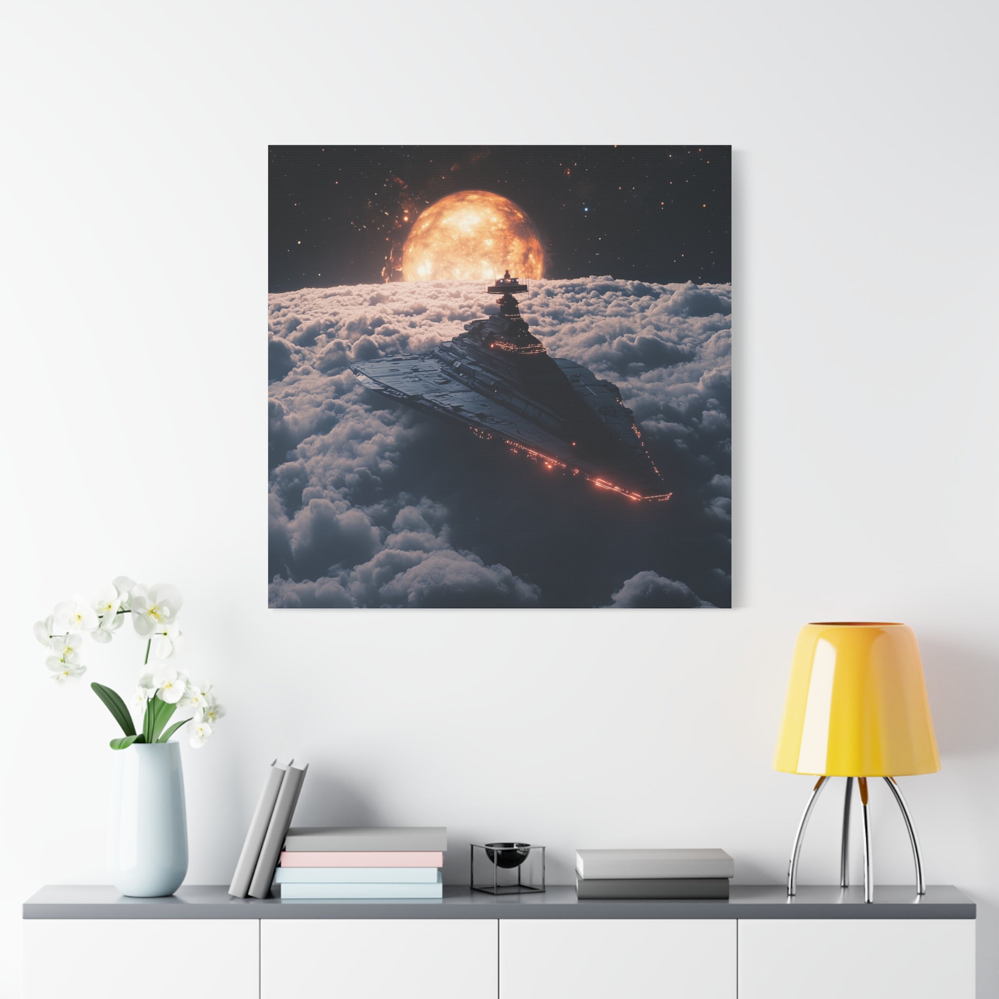 Cosmic Starship Wall Art – Sci-Fi Canvas Print for Space Lovers
