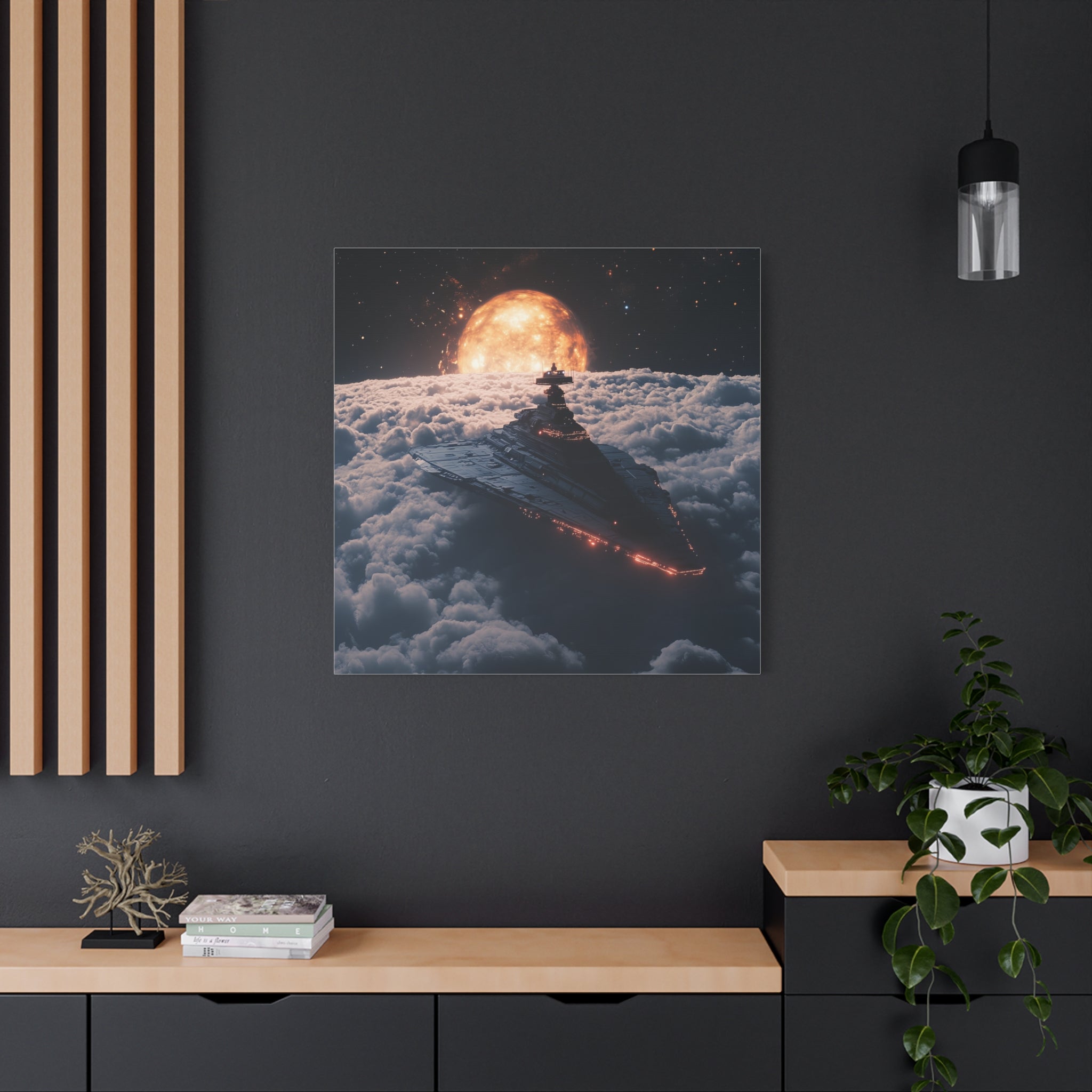 Cosmic Starship Wall Art – Sci-Fi Canvas Print for Space Lovers