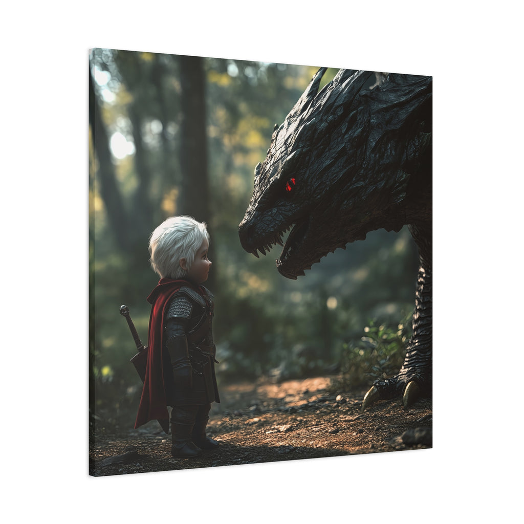 The Witcher And The Wyvern Fantasy Wall Art Canvas, Kids Room Decor, Dragon Artwork, Adventure Theme Decor, Unique Gift for Children