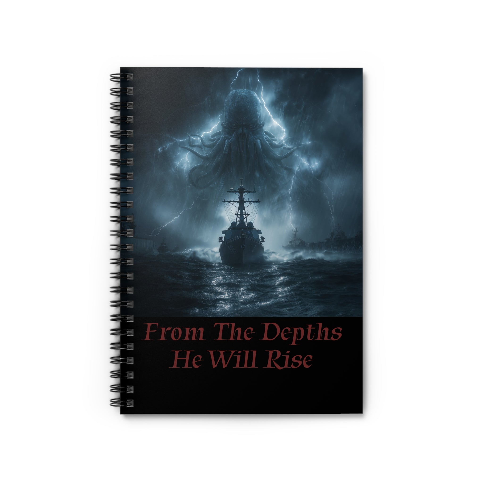 Cthulhu Themed Spiral Notebook - From The Depths He Will Rise