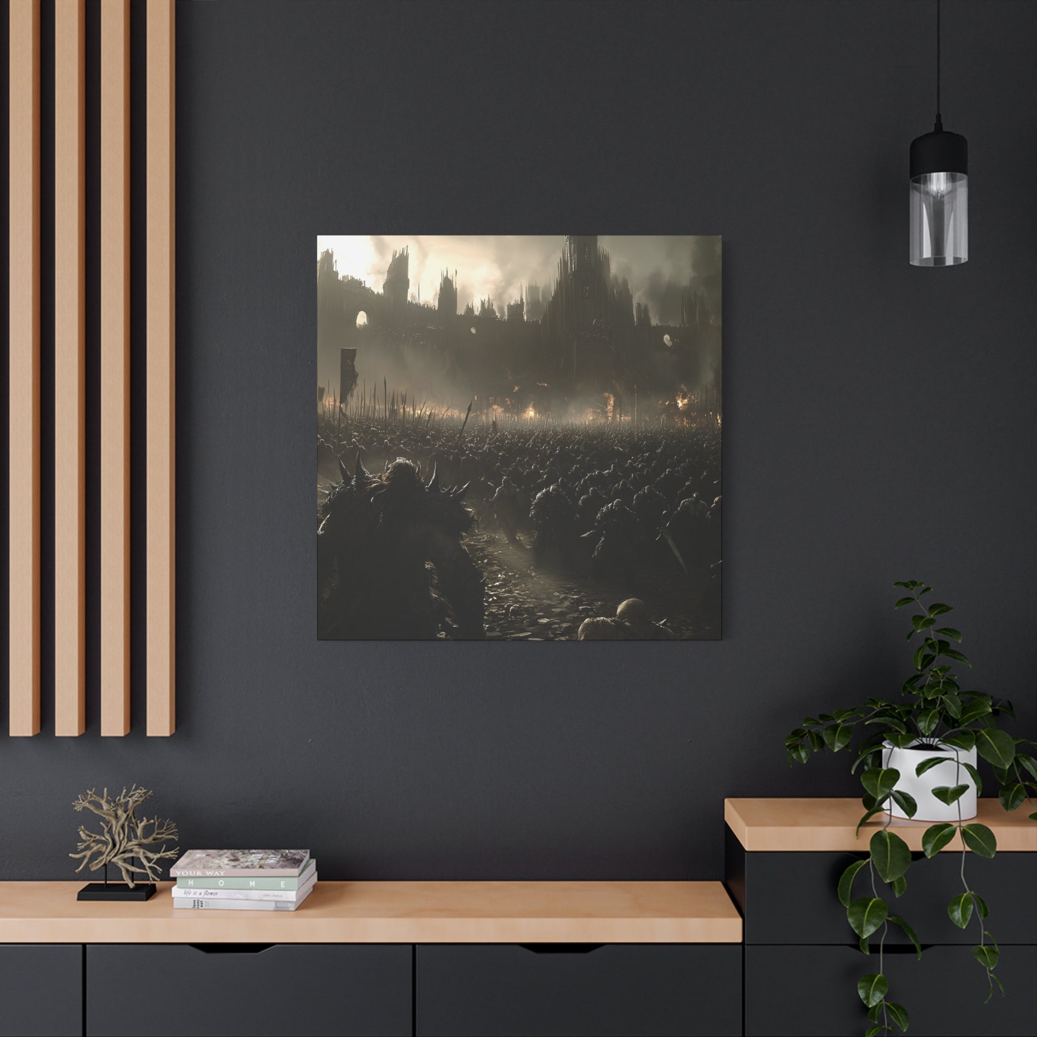 Epic Orc Army Wall Art Canvas, Stretched Print for Game Lovers, Home Decor, Office Artwork, Gift for Gamers, Adventure Scene
