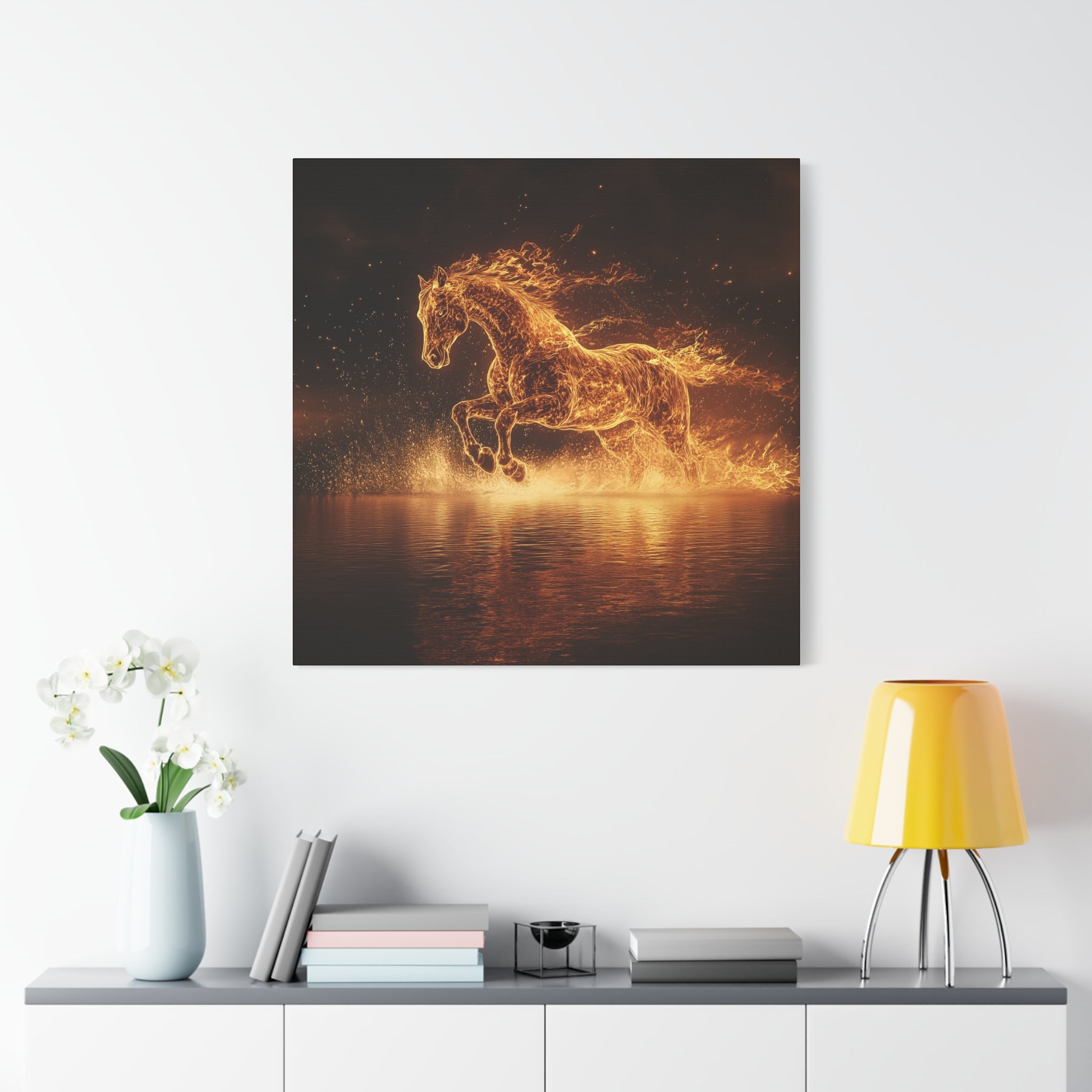 Fire Horse Running Through Water Art, Wall Decor, Home Decor, Horse Lover Gift, Fire and Water Art, Wildlife Art, Nature