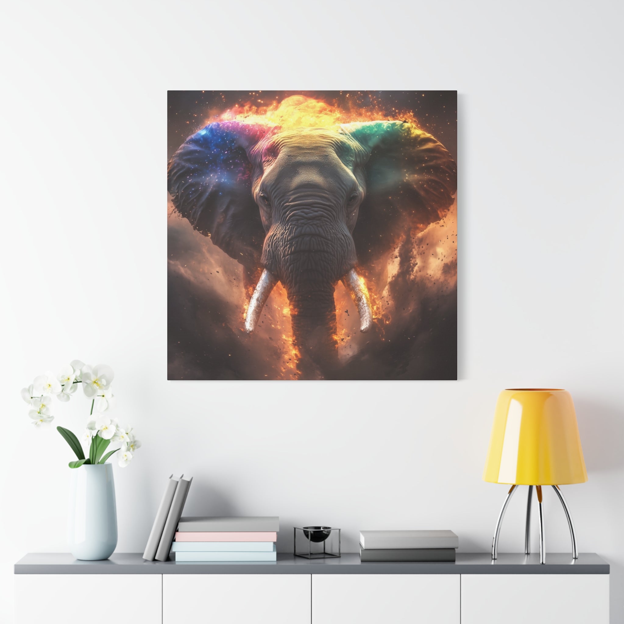 Vibrant Elephant Canvas Art, Colorful Wall Decor, Animal Lover Gift, Unique Home Decor, Nature Inspired Art Piece