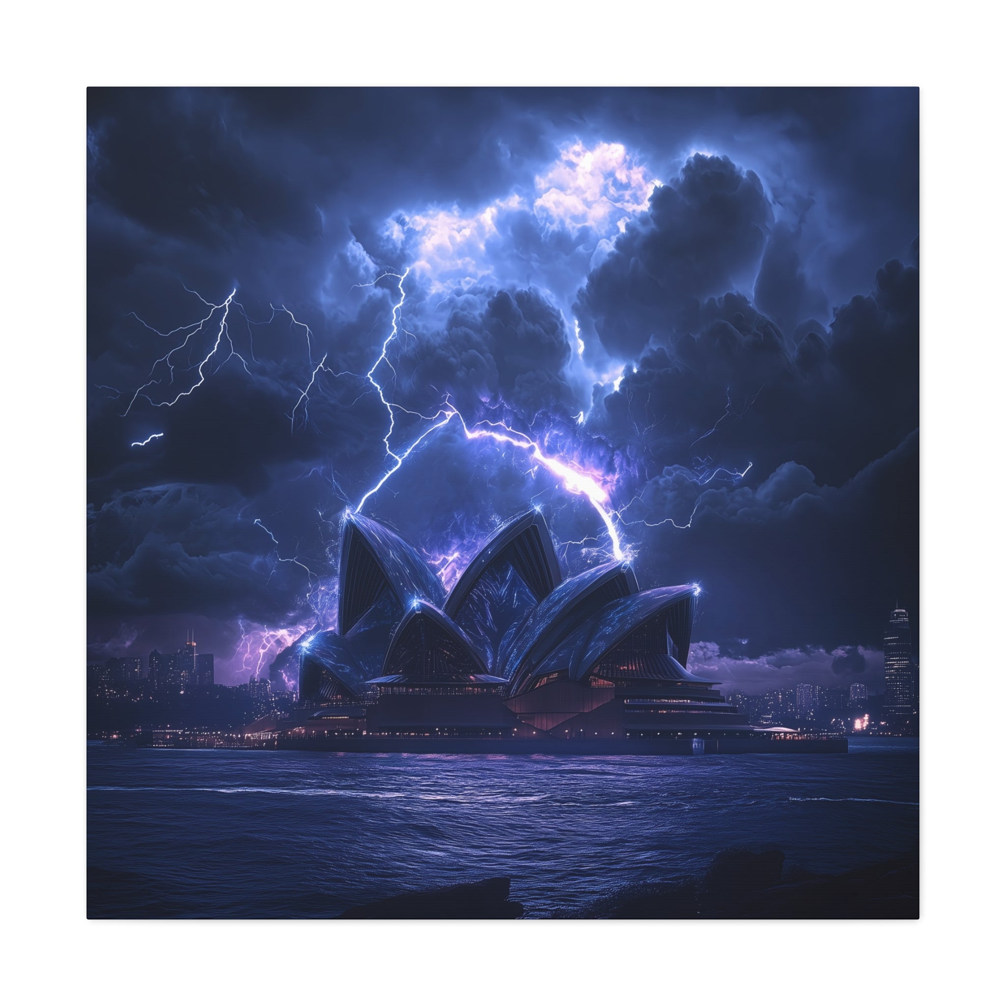 Stormy Sydney Opera House Canvas Print, Wall Art, Home Decor, Gift, Night Sky Art, Lightning Artwork