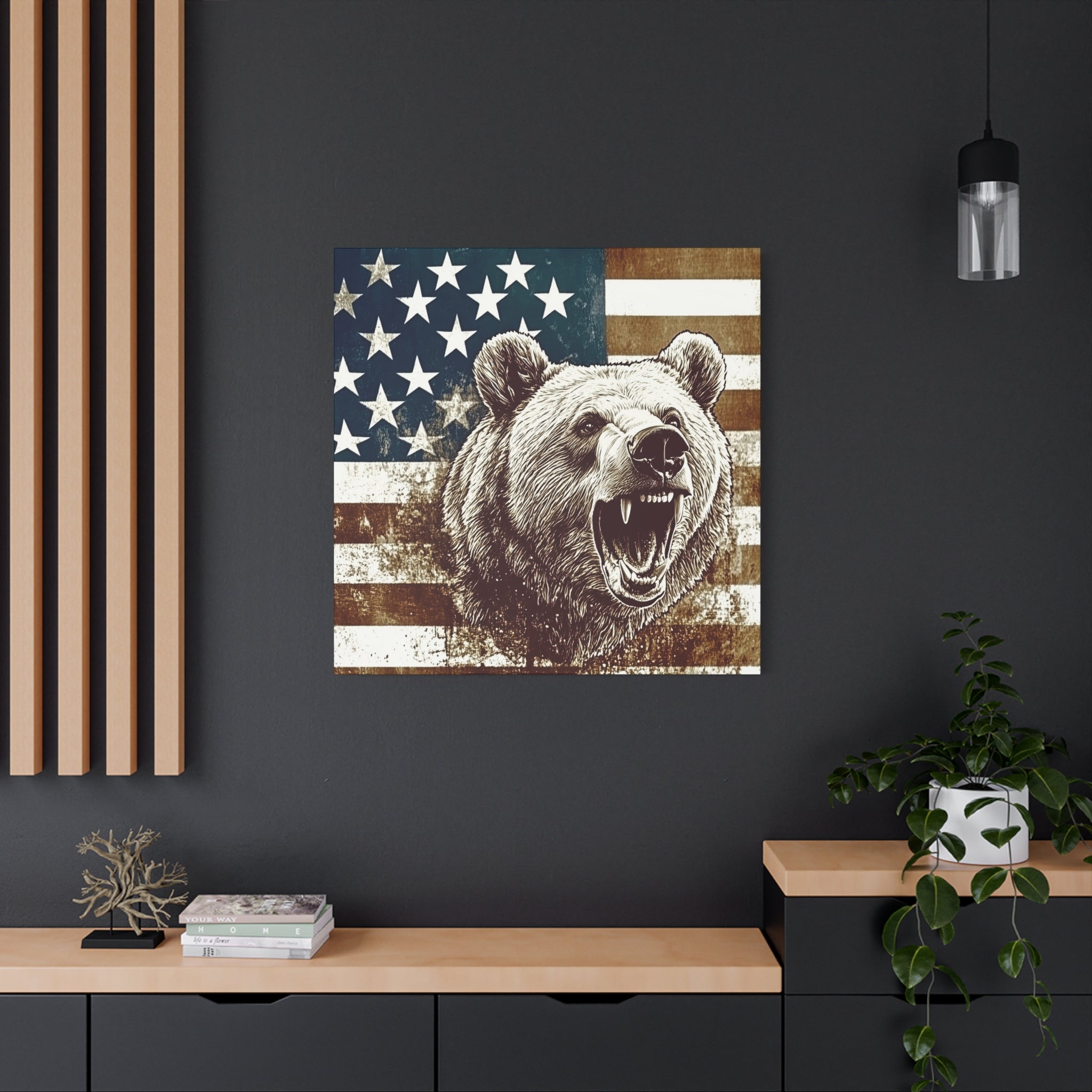 American Bear Canvas Wall Art - Patriotic Decor