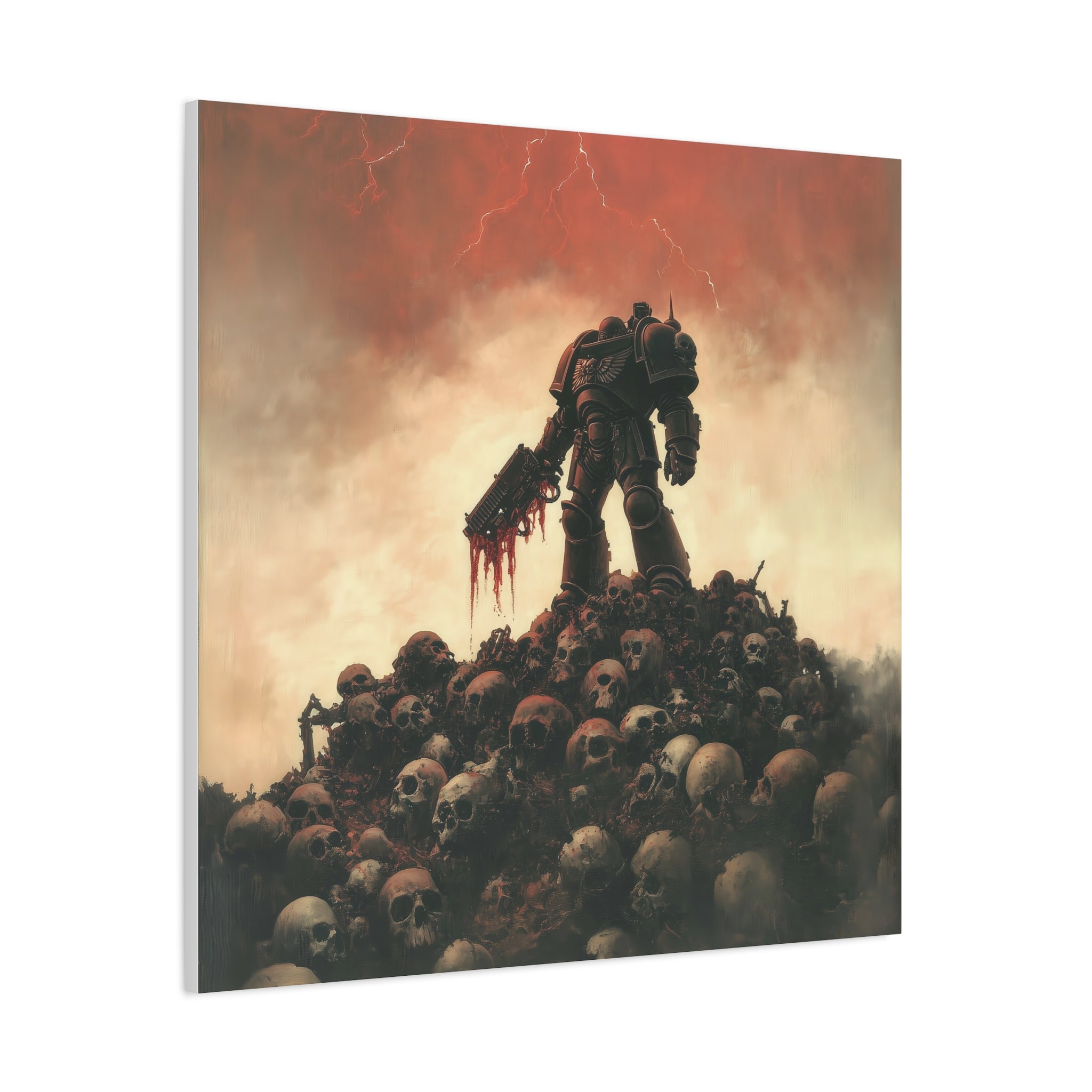 Warhammer 40K Warrior Matte Canvas Art - Dark Fantasy Wall Decor