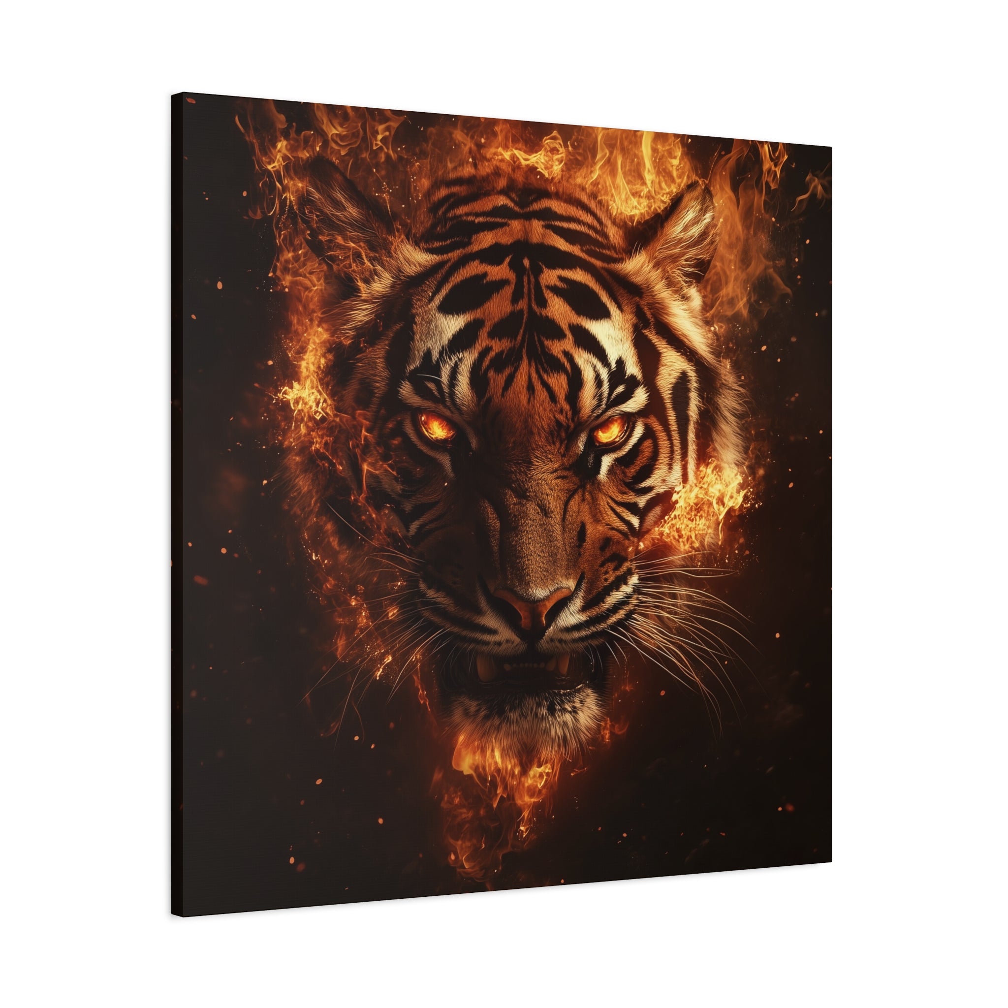 Fire Tiger Canvas Art Print, Wild Animal Decor, Modern Wall Art, Tiger Wall Hanging, Office and Home Decoration