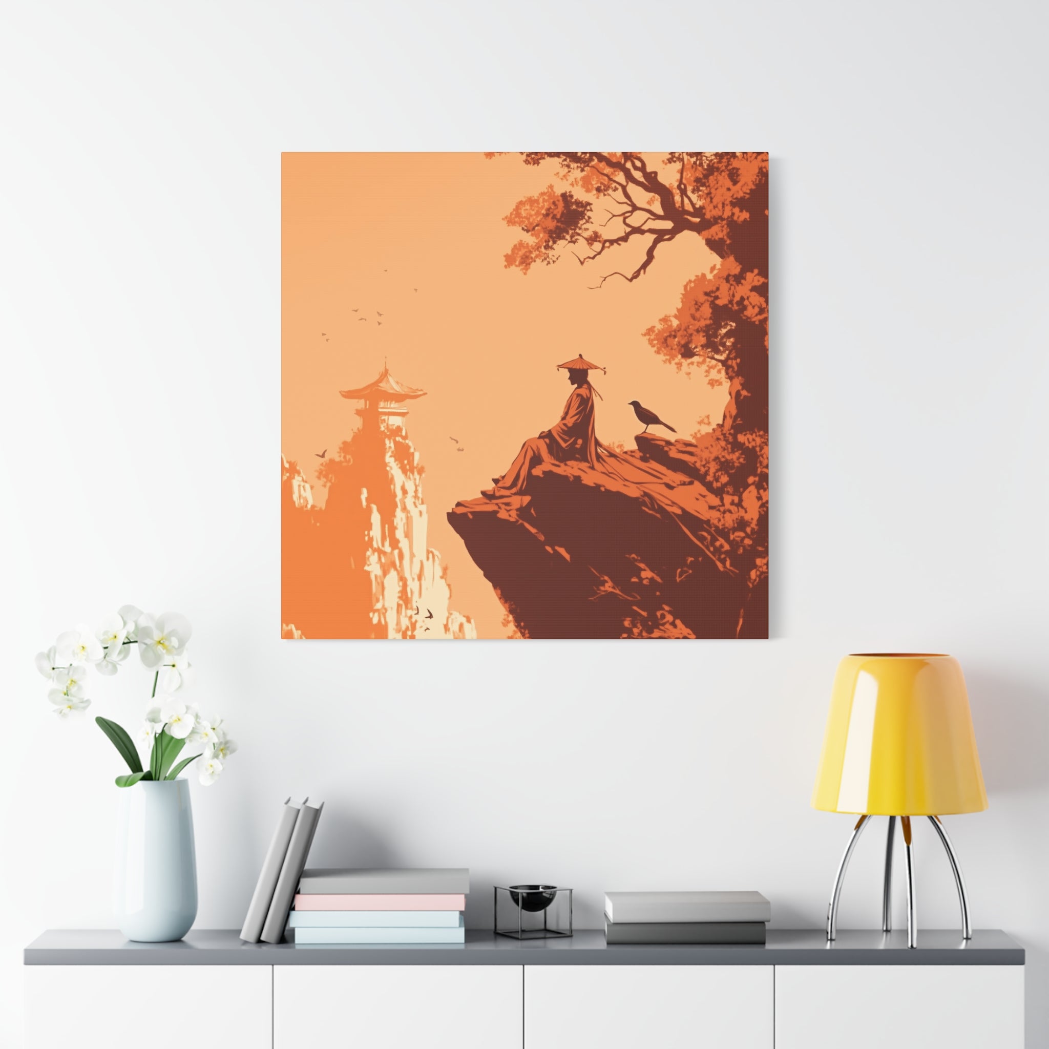 Meditative Canvas Art - Serenity in Orange