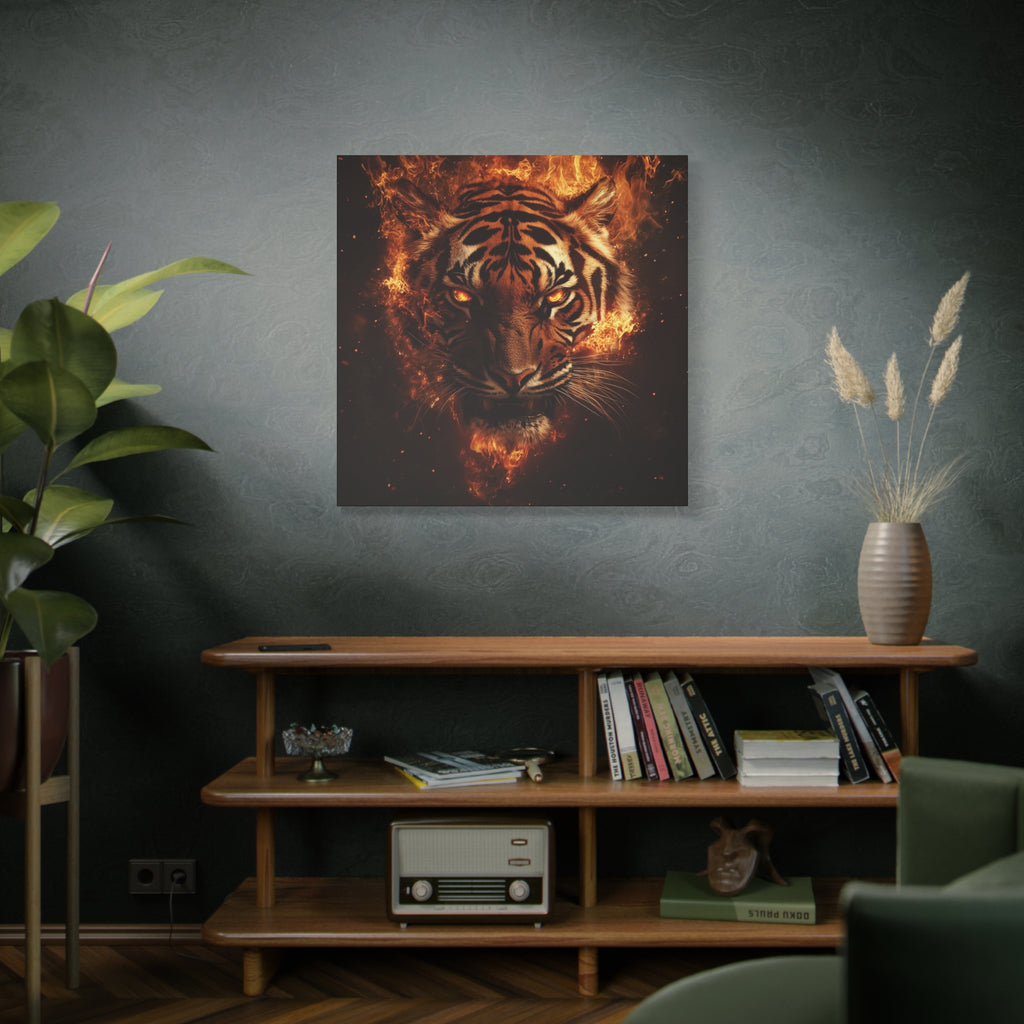 Fire Tiger Canvas Art Print, Wild Animal Decor, Modern Wall Art, Tiger Wall Hanging, Office and Home Decoration