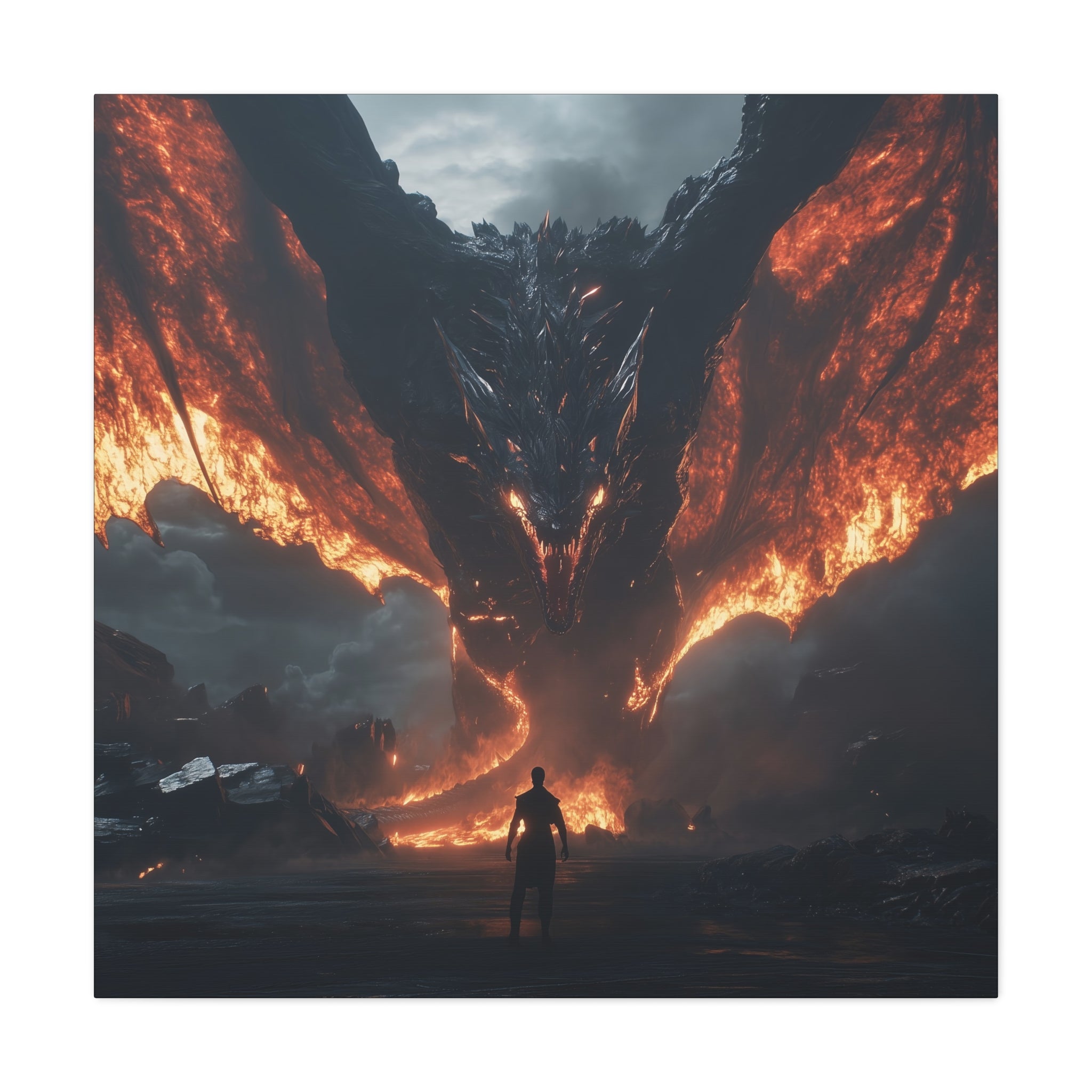 Epic Fantasy Dragon Canvas Art - No Escape