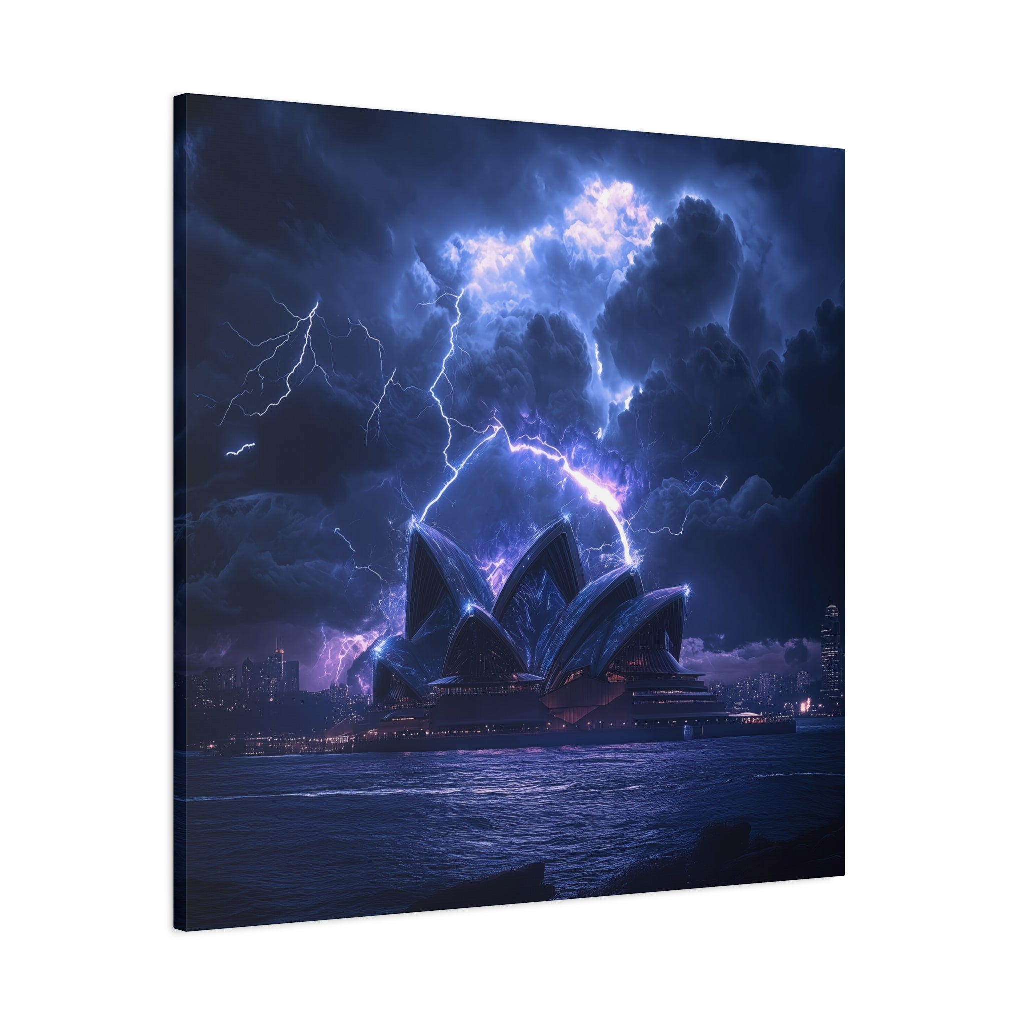 Stormy Sydney Opera House Canvas Print, Wall Art, Home Decor, Gift, Night Sky Art, Lightning Artwork