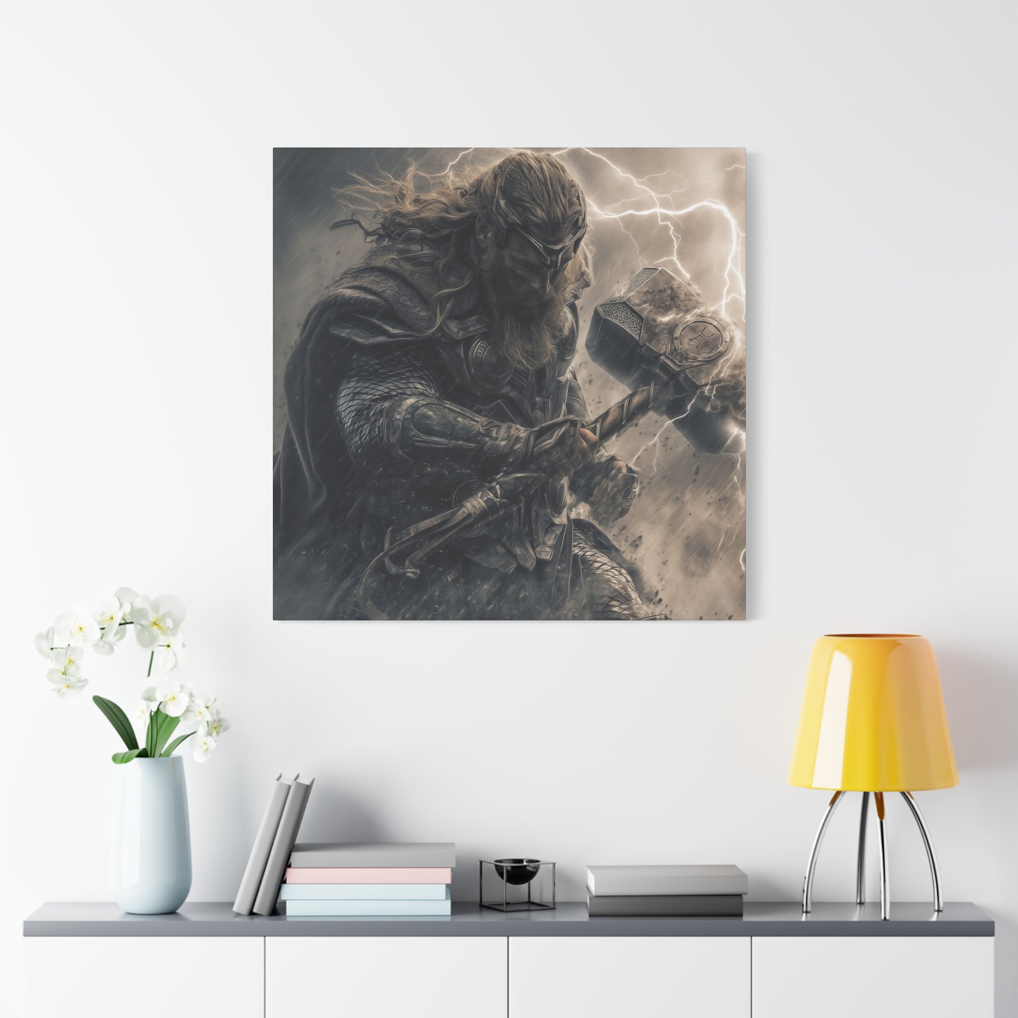Heroic Thor Matte Canvas Art - Stretched Wall Décor for Superhero Lovers