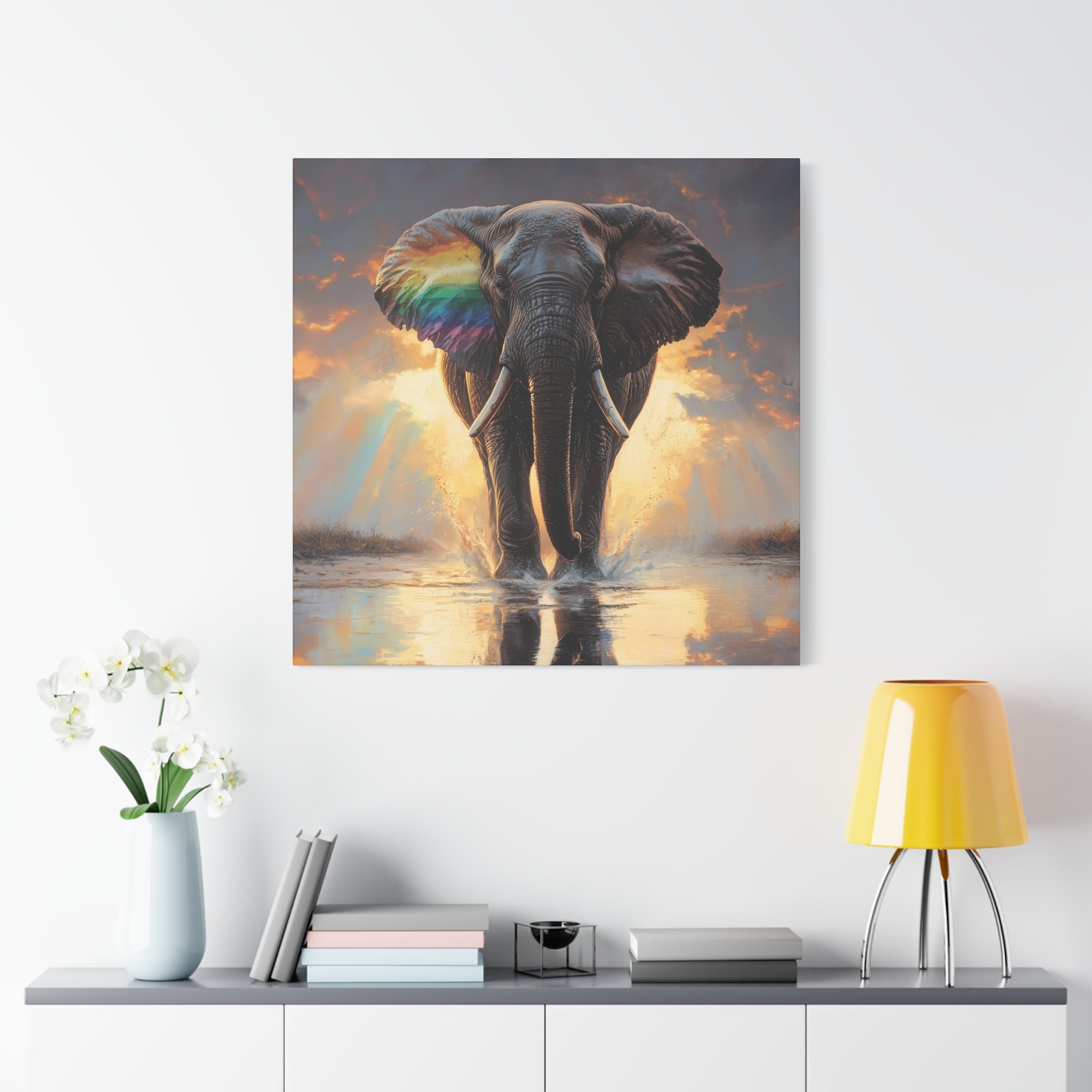 Inspirational Elephant Canvas Print, Art Decor for Home, Colorful Wall Art, Nature Lover Gift, Wildlife Art for Living Room