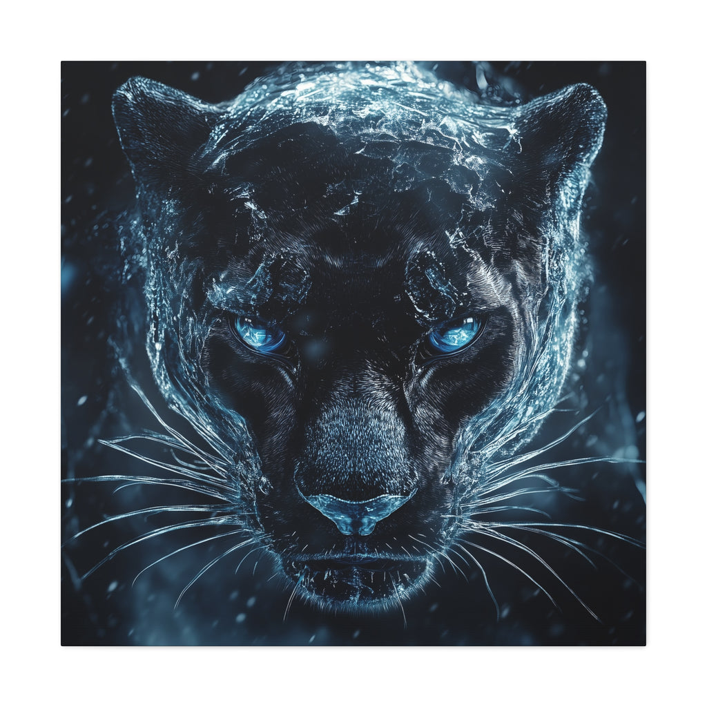 Panther Covered In Ice Canvas Wall Art, Stunning Animal Decor, Wildlife Lover Gift, Unique Art Piece, Panther Wall Decoration