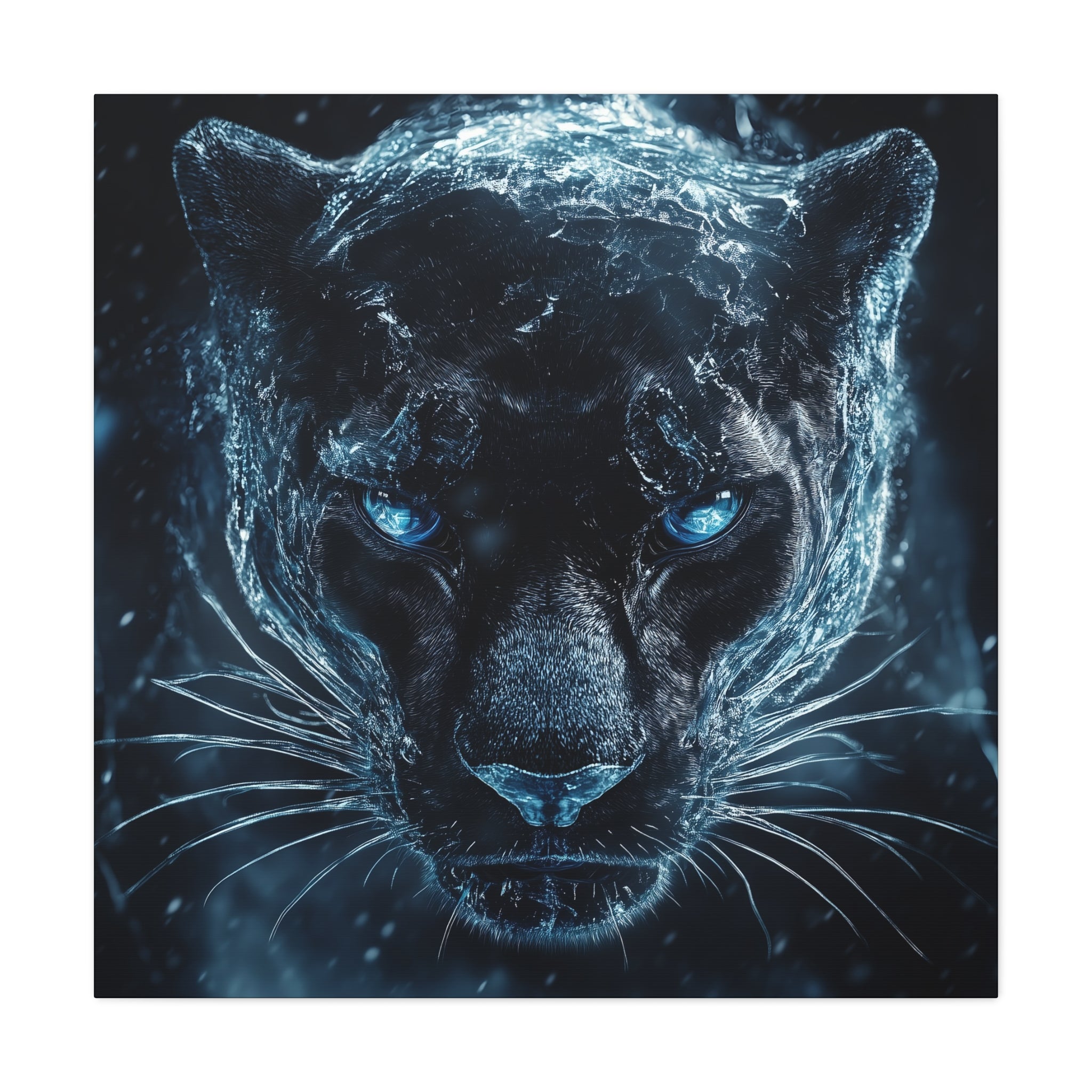 Panther Covered In Ice Canvas Wall Art, Stunning Animal Decor, Wildlife Lover Gift, Unique Art Piece, Panther Wall Decoration