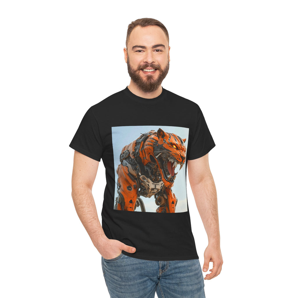 Fierce Robot Tiger Tee, Unisex Heavy Cotton Tee