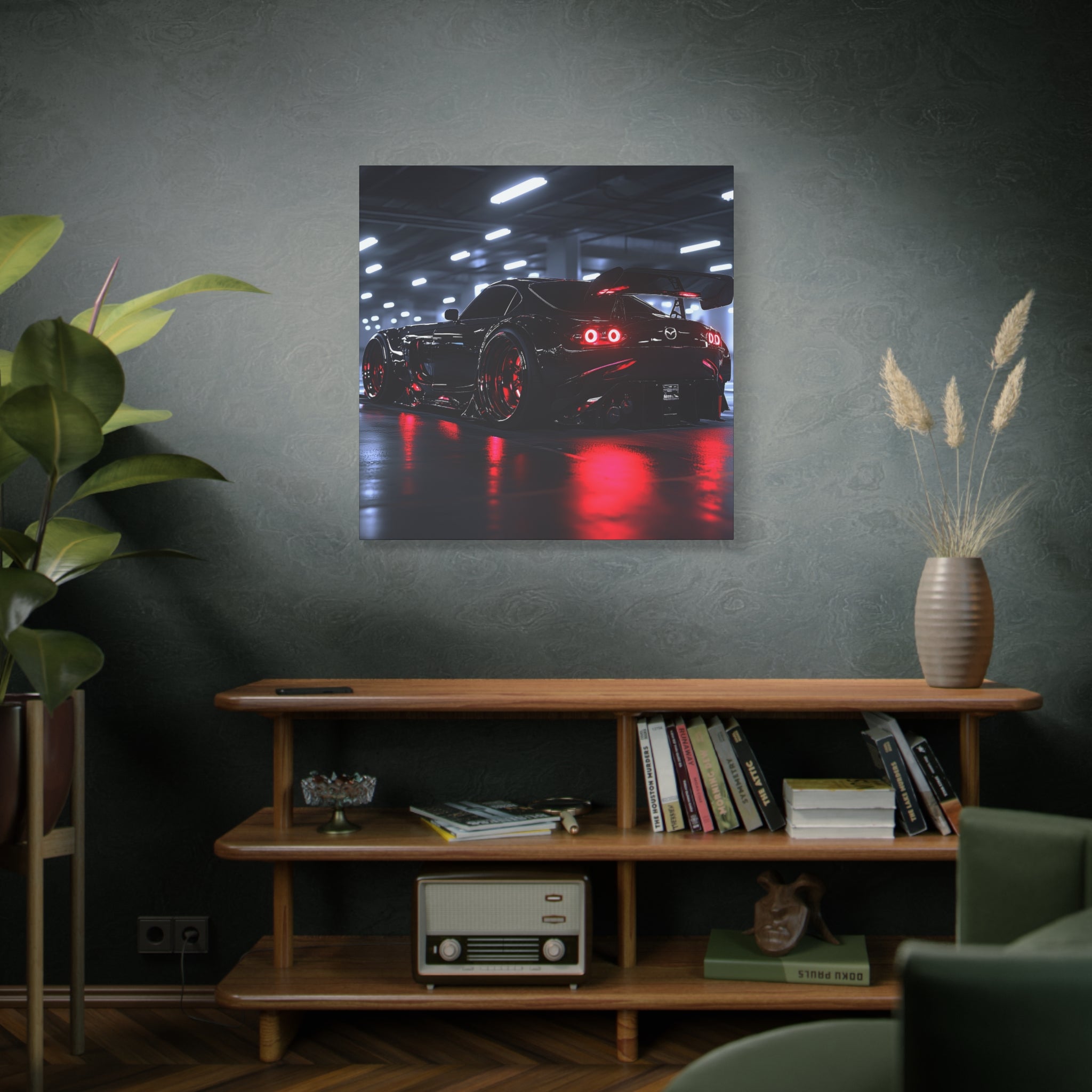 Mazda RX8 With Red Neon Lights Car Wall Decor