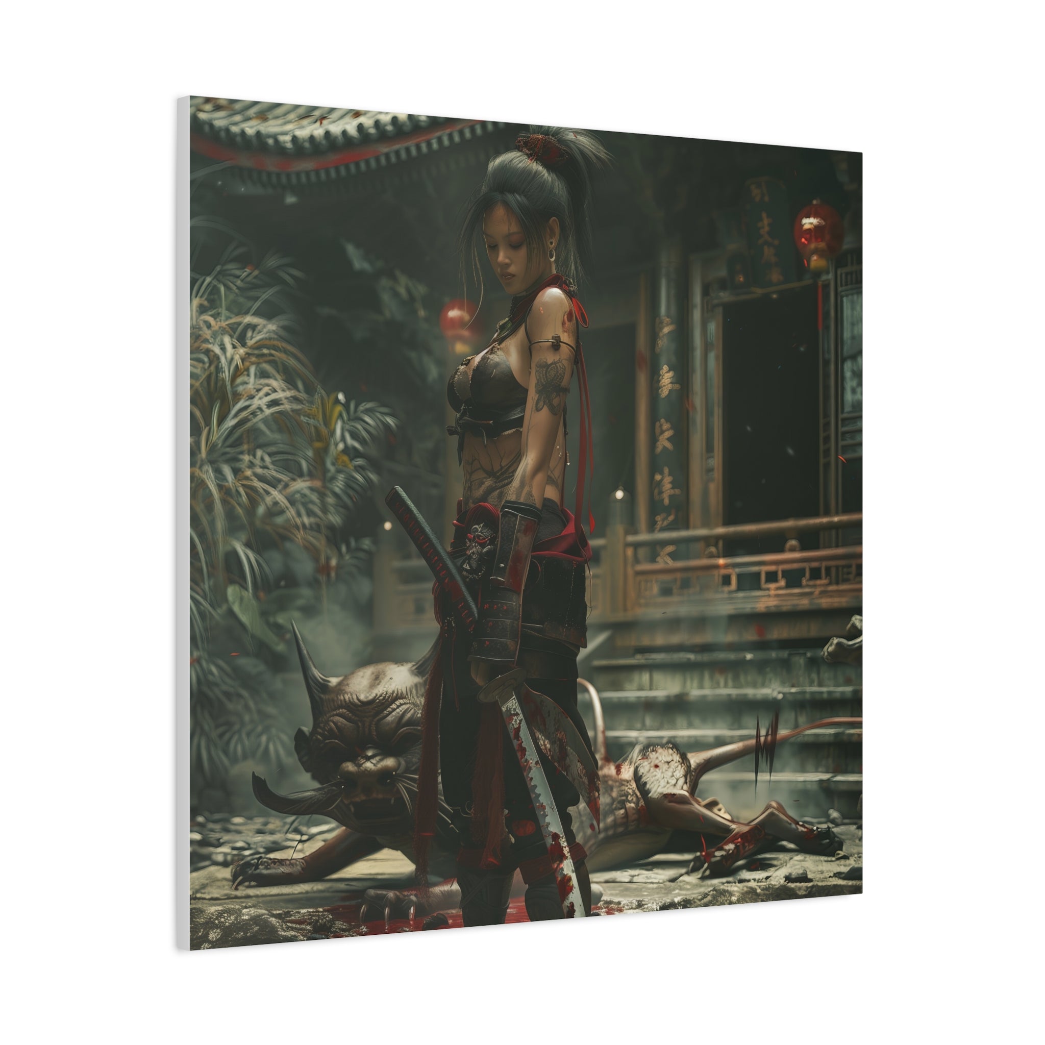 Warrior Spirit Matte Canvas Print – 1.25" Stretched Wall Art for Anime Lovers