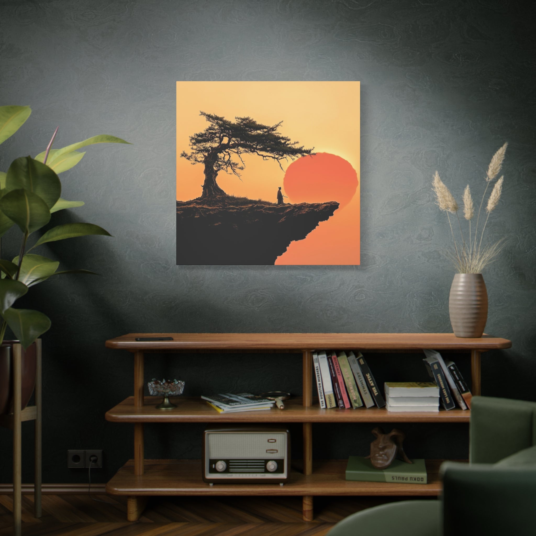 Samurai Sunset Canvas Wall Art - Decorative Matte Stretched Print