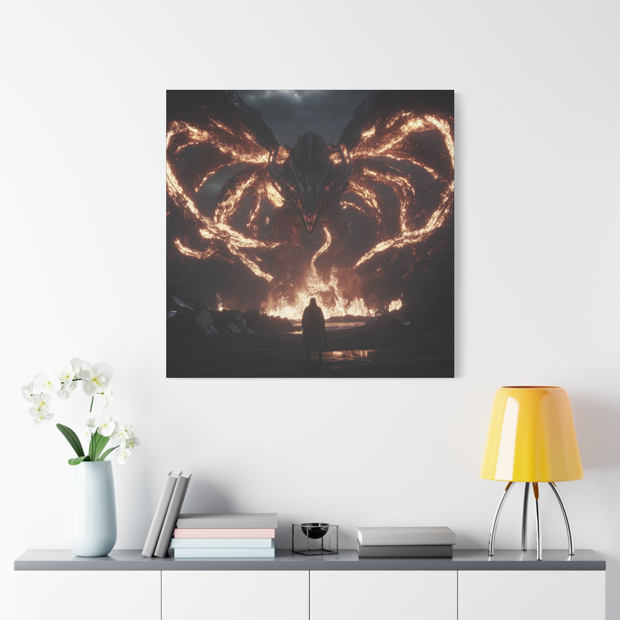 Epic Fantasy Wall Art Canvas - Mythical Dragon Design