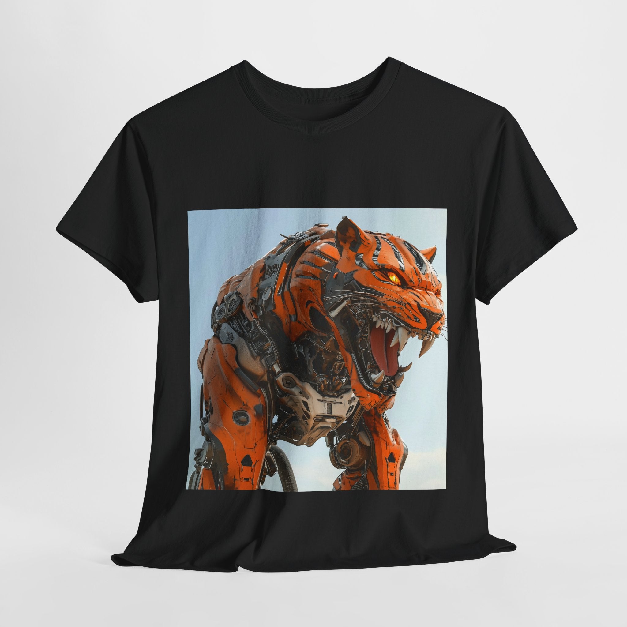 Fierce Robot Tiger Tee, Unisex Heavy Cotton Tee