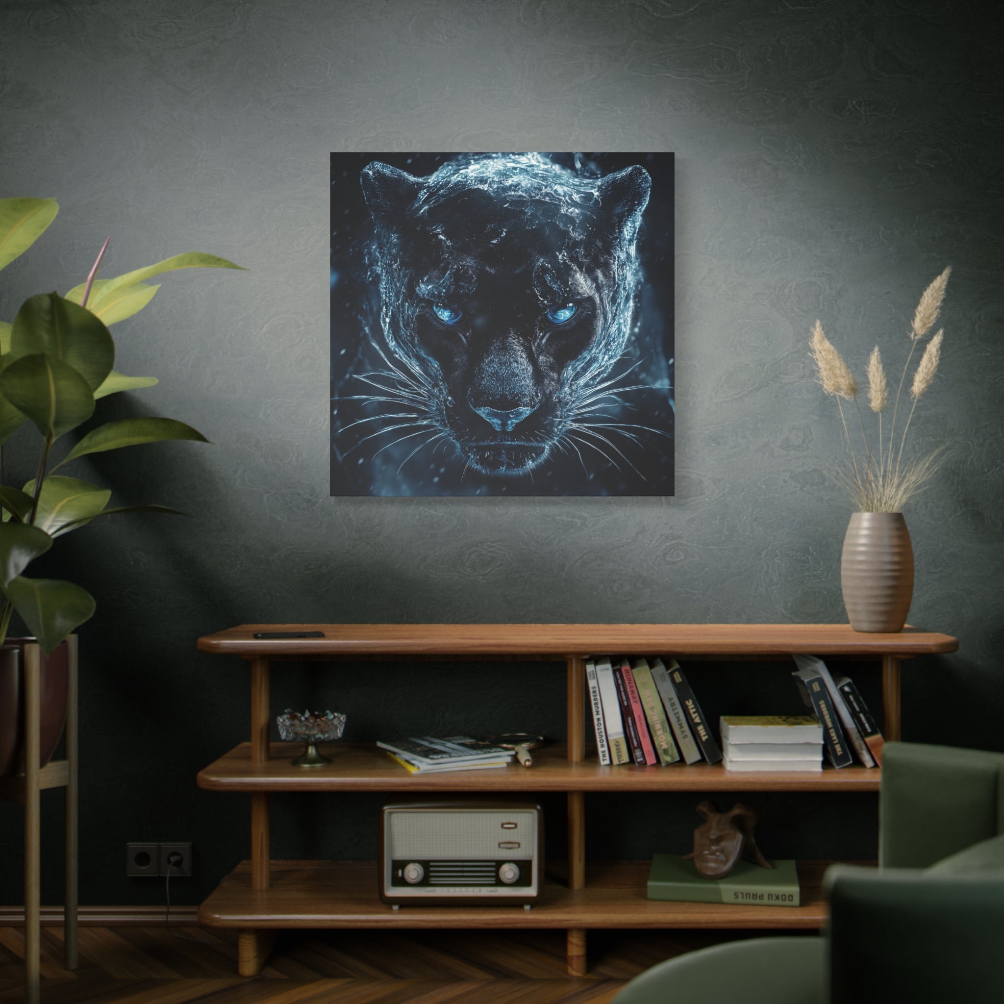 Panther Covered In Ice Canvas Wall Art, Stunning Animal Decor, Wildlife Lover Gift, Unique Art Piece, Panther Wall Decoration