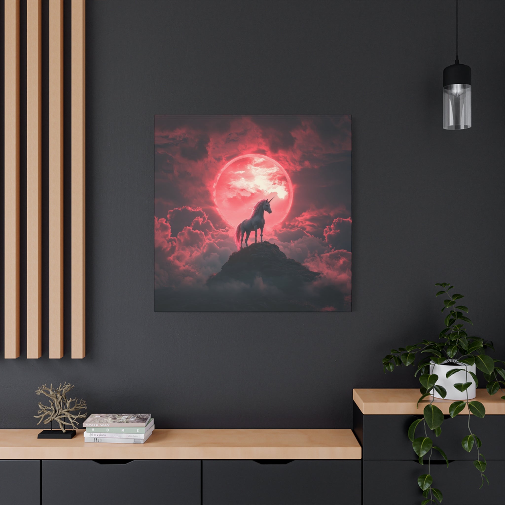 Unicorn Sunset Canvas Wall Art, Magical Home Decor, Gift for Unicorn Lovers, Fantasy Room Decor, Unique Gift Idea, Wall Mounted Art
