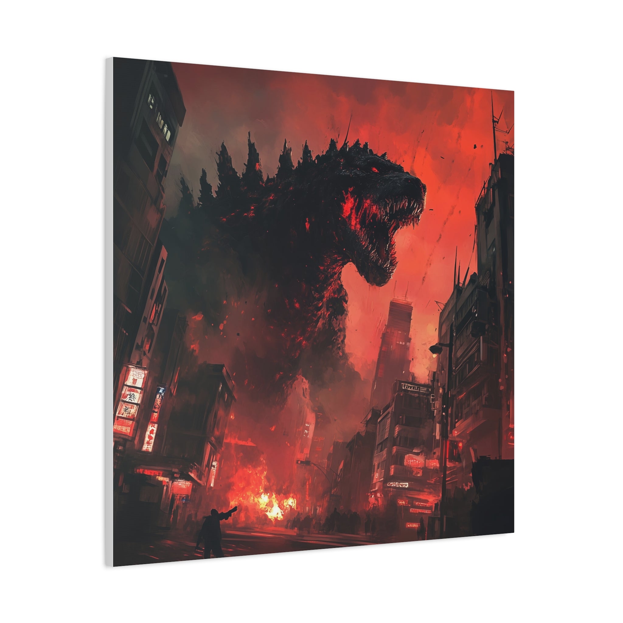 Godzilla Inferno Canvas Art - Fiery Monster Wall Decor