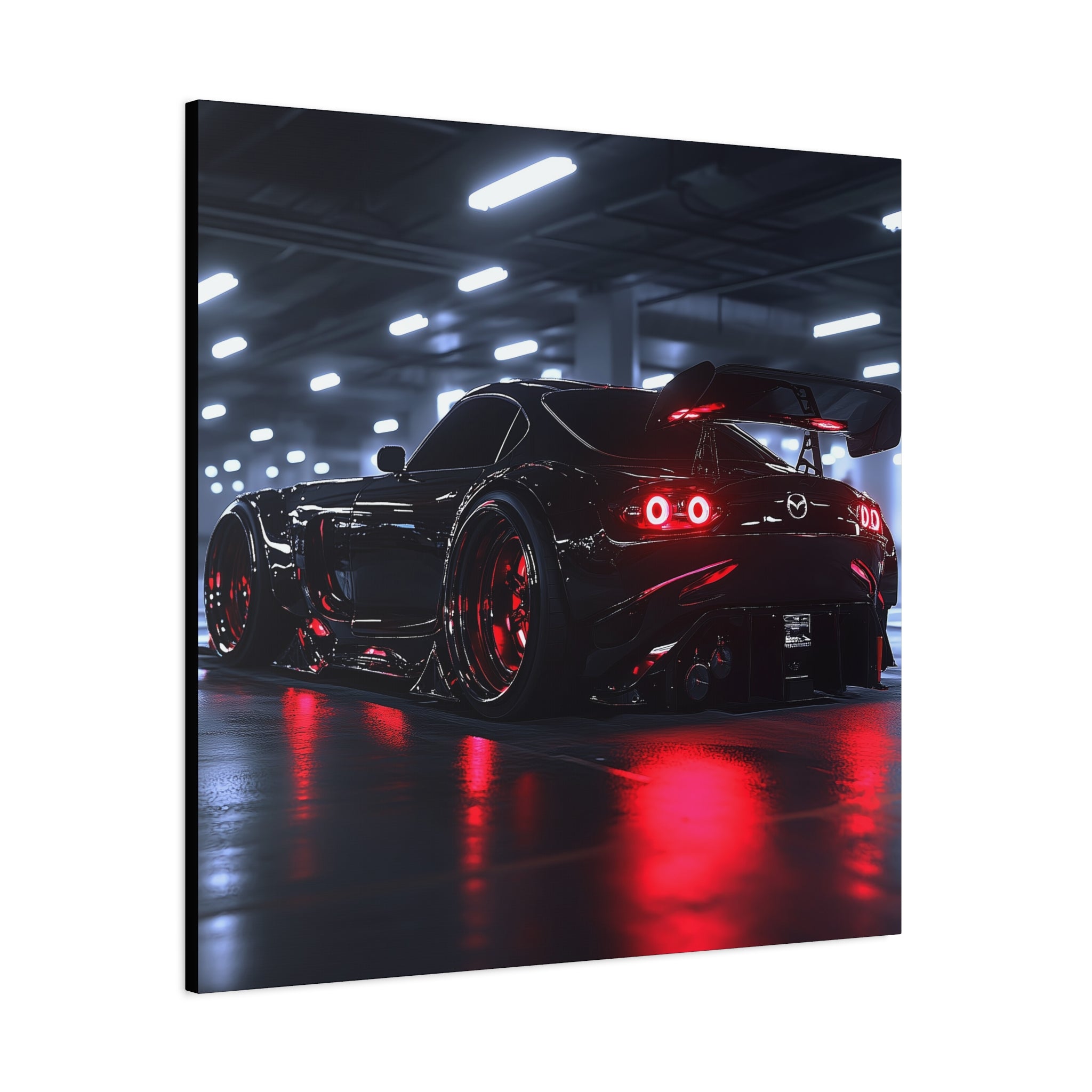 Mazda RX8 With Red Neon Lights Car Wall Decor