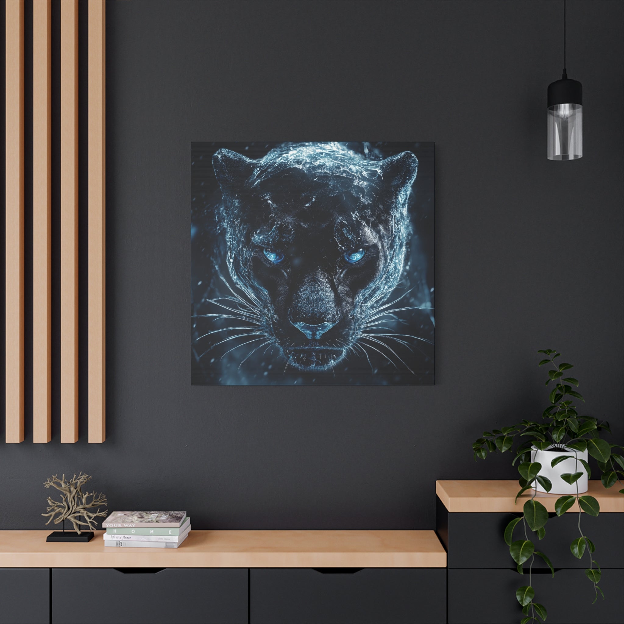 Panther Covered In Ice Canvas Wall Art, Stunning Animal Decor, Wildlife Lover Gift, Unique Art Piece, Panther Wall Decoration