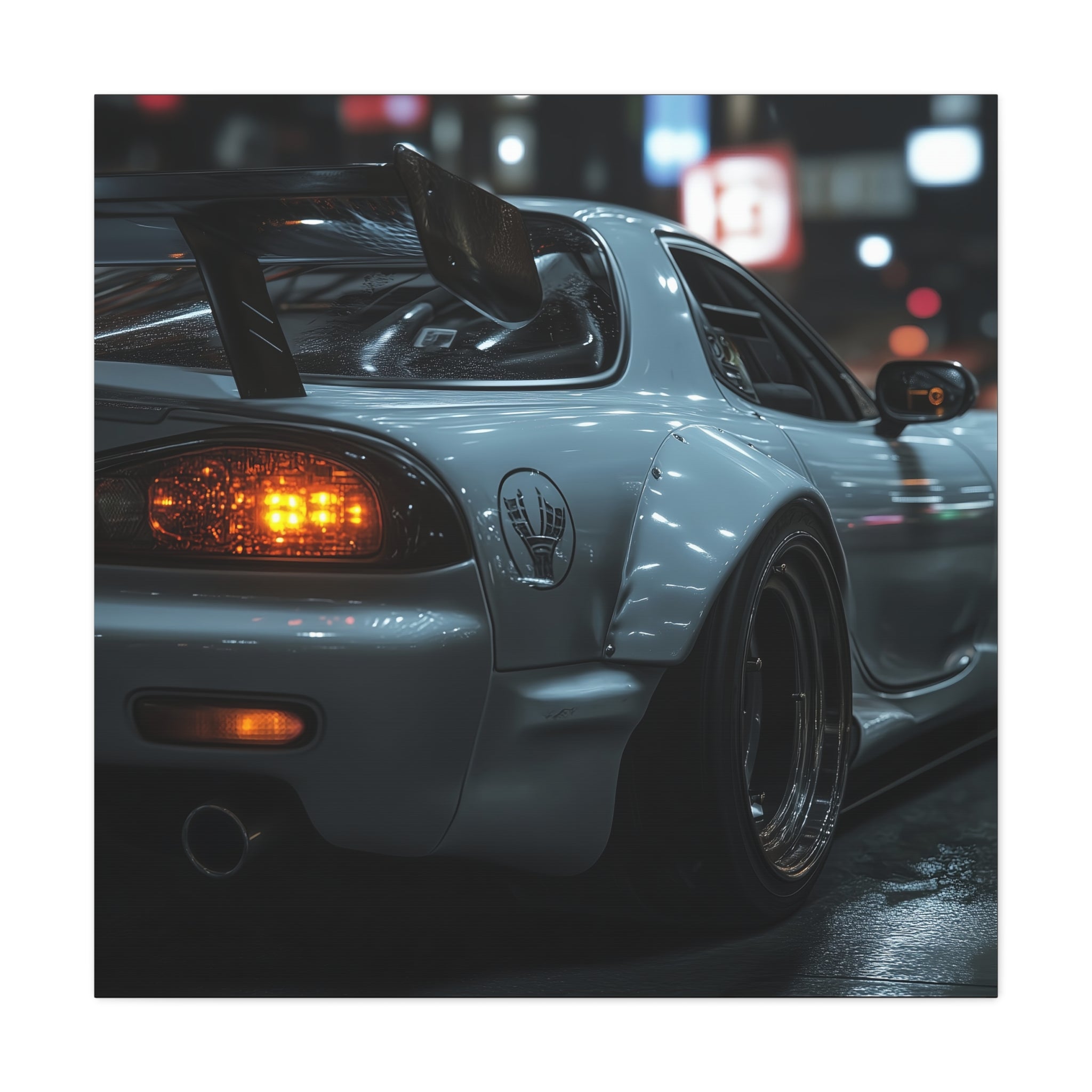 Mazda RX7 Driving Through Tokyo - Modern Decor for Car Enthusiasts