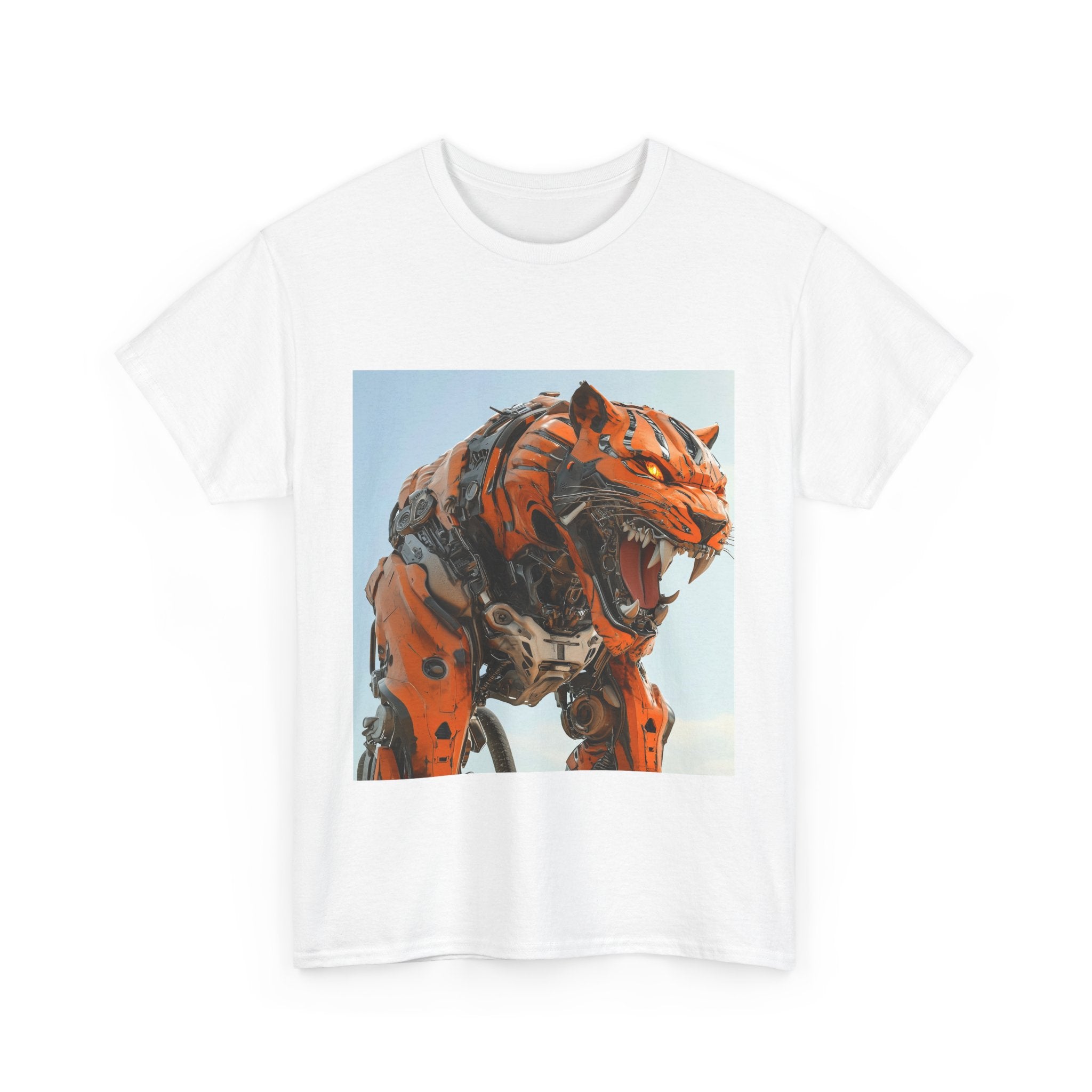 Fierce Robot Tiger Tee, Unisex Heavy Cotton Tee