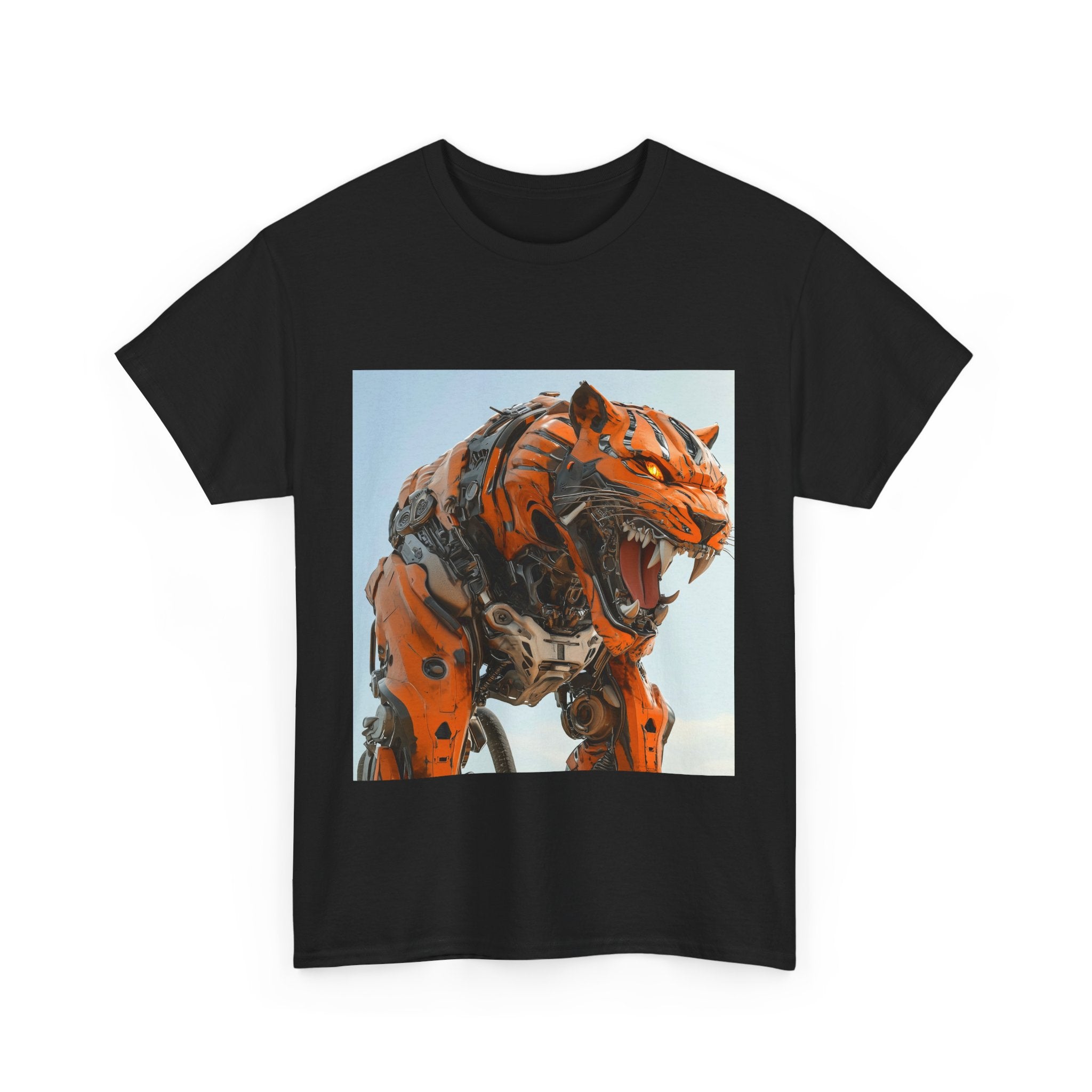 Fierce Robot Tiger Tee, Unisex Heavy Cotton Tee