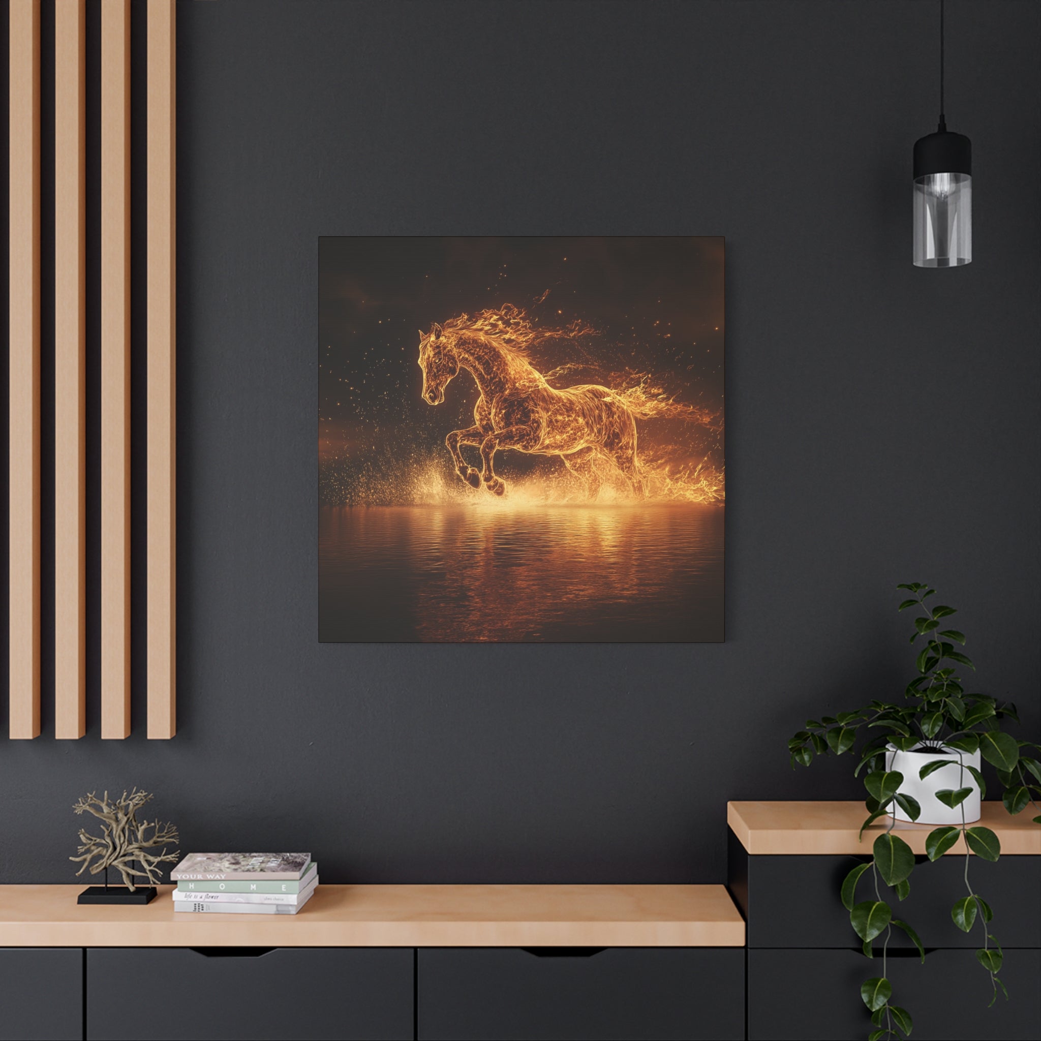 Fire Horse Running Through Water Art, Wall Decor, Home Decor, Horse Lover Gift, Fire and Water Art, Wildlife Art, Nature